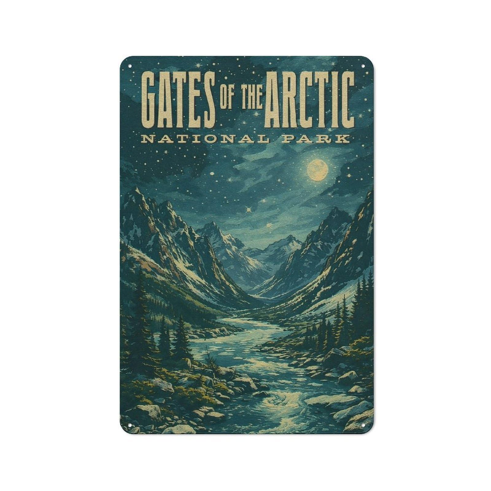 Junmoney Style-7 Gates Of The Arctic National Park Vintage Decorative Metal Wall Decor 30X20cm, Decorative Tin Plaque For Bedroom, Kitchen, Office Or Living Room