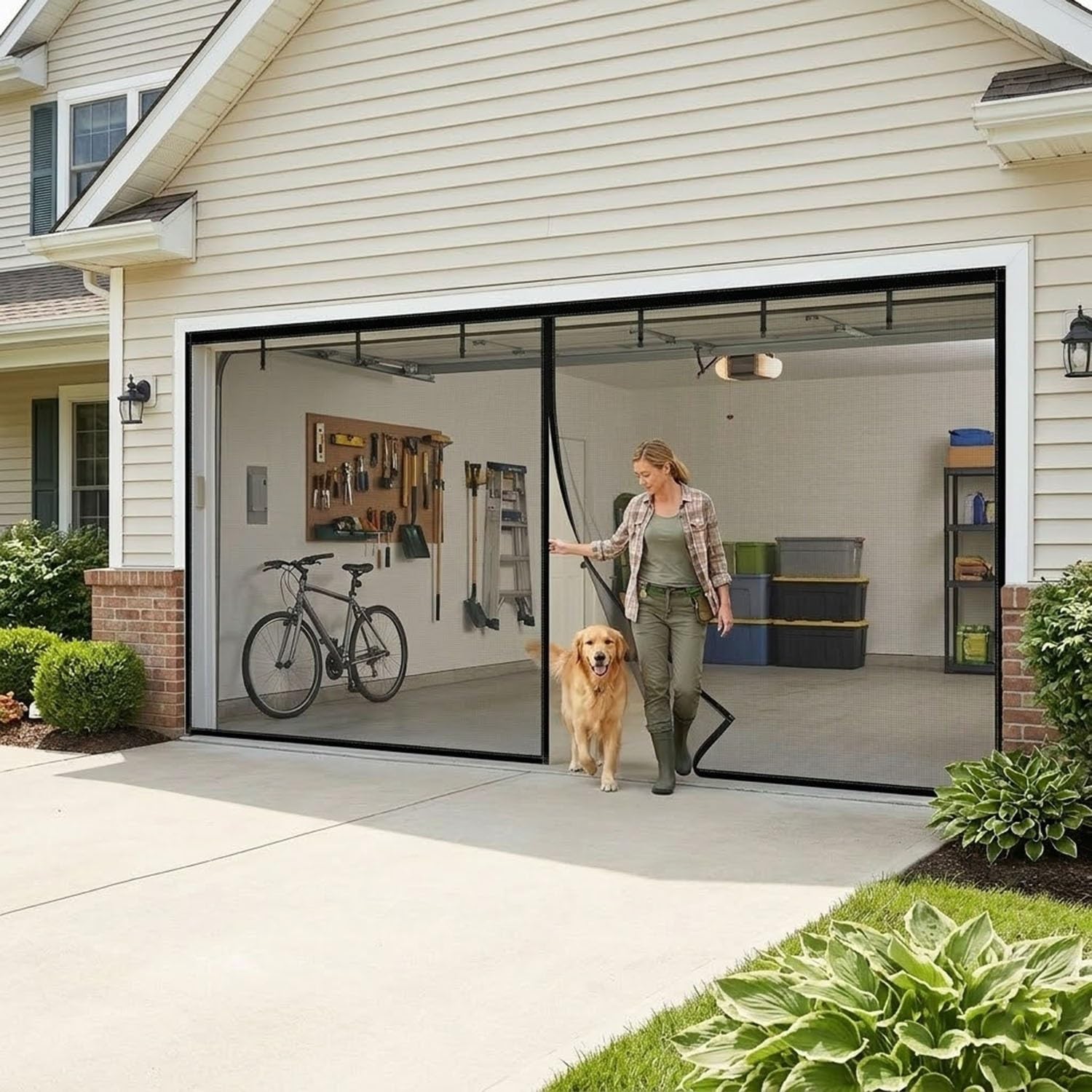 Moustiquaire de garage magnétique en fibre de verre noire haute densité