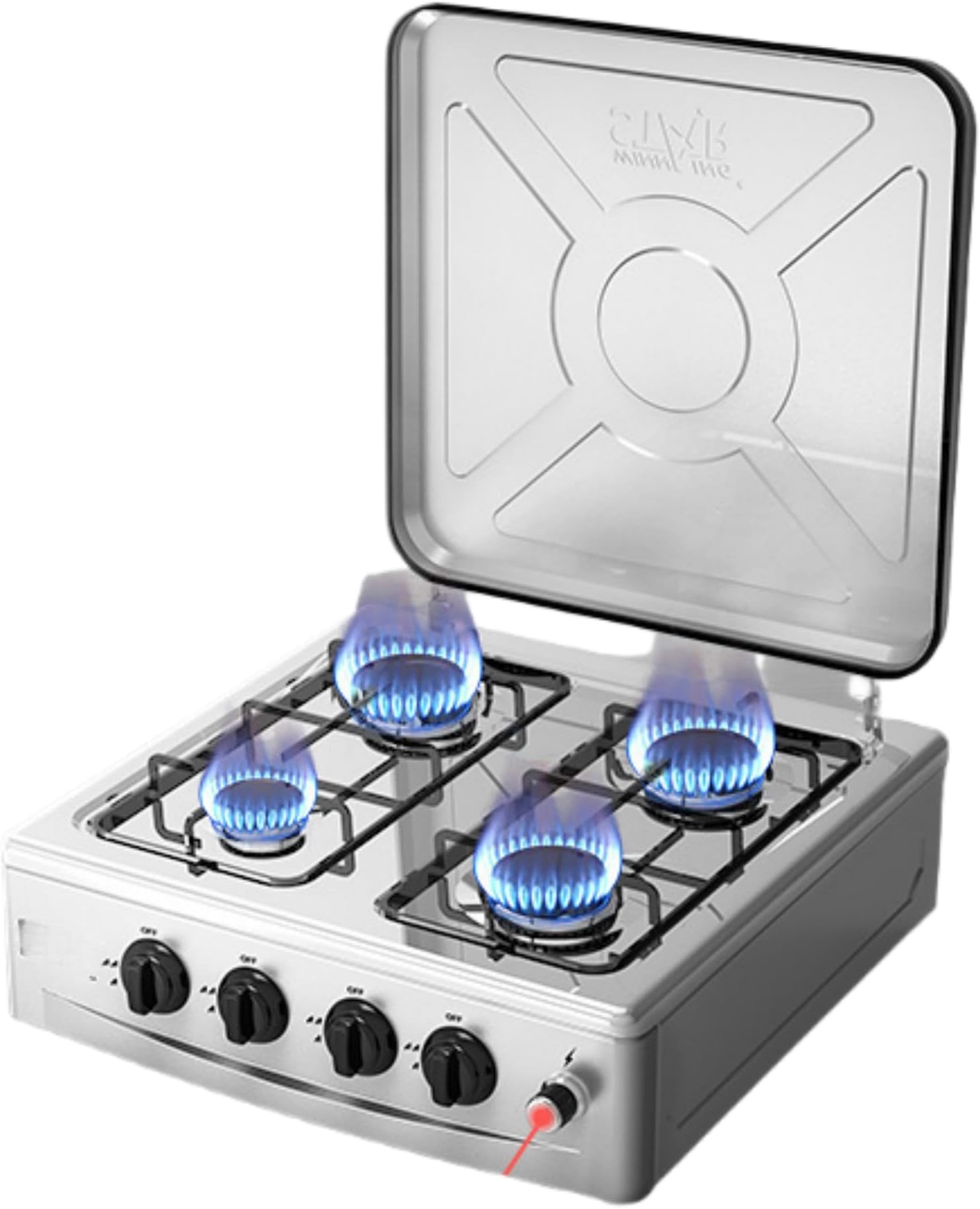 Iuseike Gas Stove, 4 Burner, Space Saving, Energy Saving, Eco-Friendly, Compatible with Natural/City Gas, LPG, Propane Gas, Balanced Firepower, Multi-Knob Accurate Temperature Control, Rapid Heating