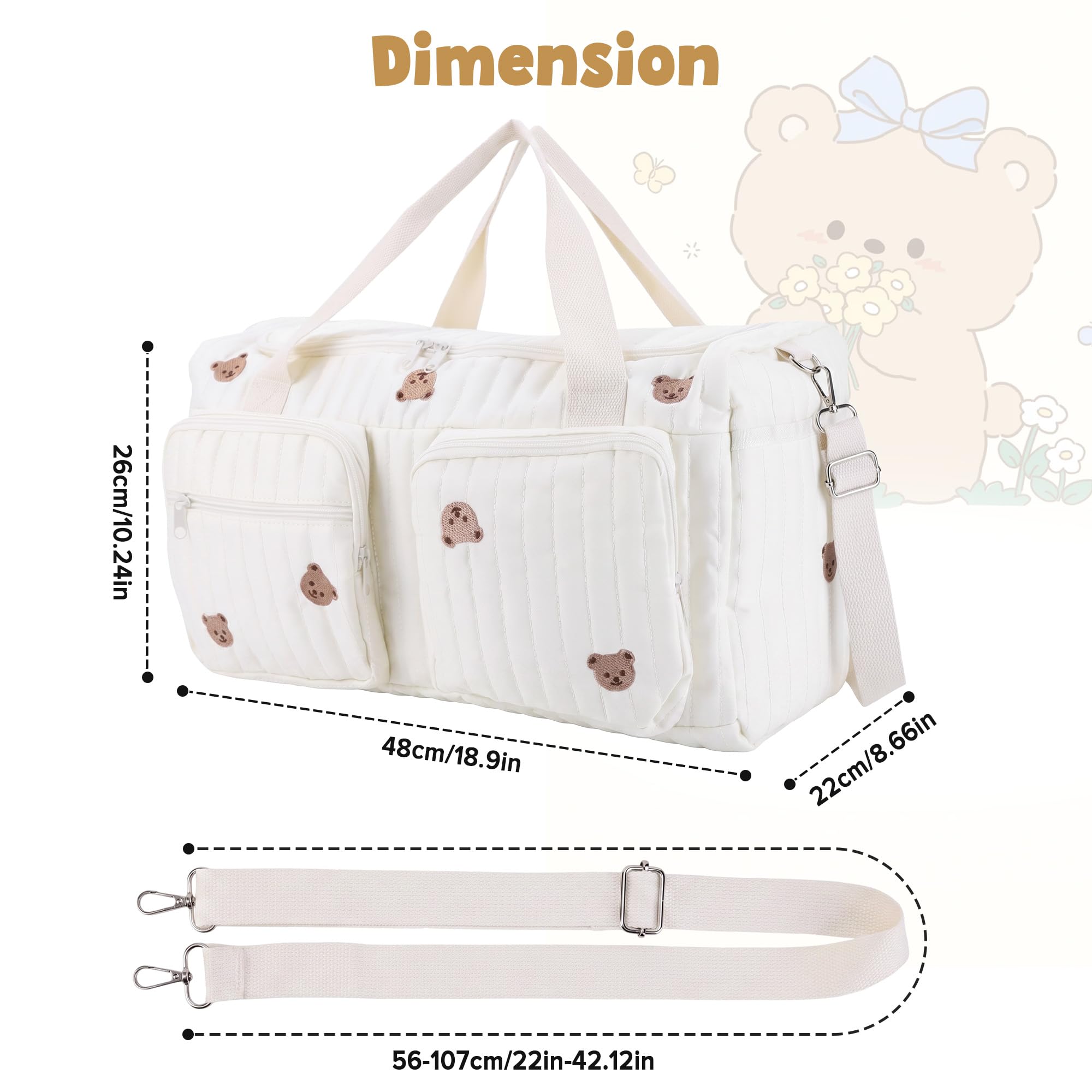 Borsa Ospedaliera per Neonati, Grande Capienza, Modello Orsetto Teddy Bear, Borsa per Mamma, Viaggio, Duffle Charmant, Bagaglio Weekender Femminile, Borsa per Ospedale, Pannolini per Bambini