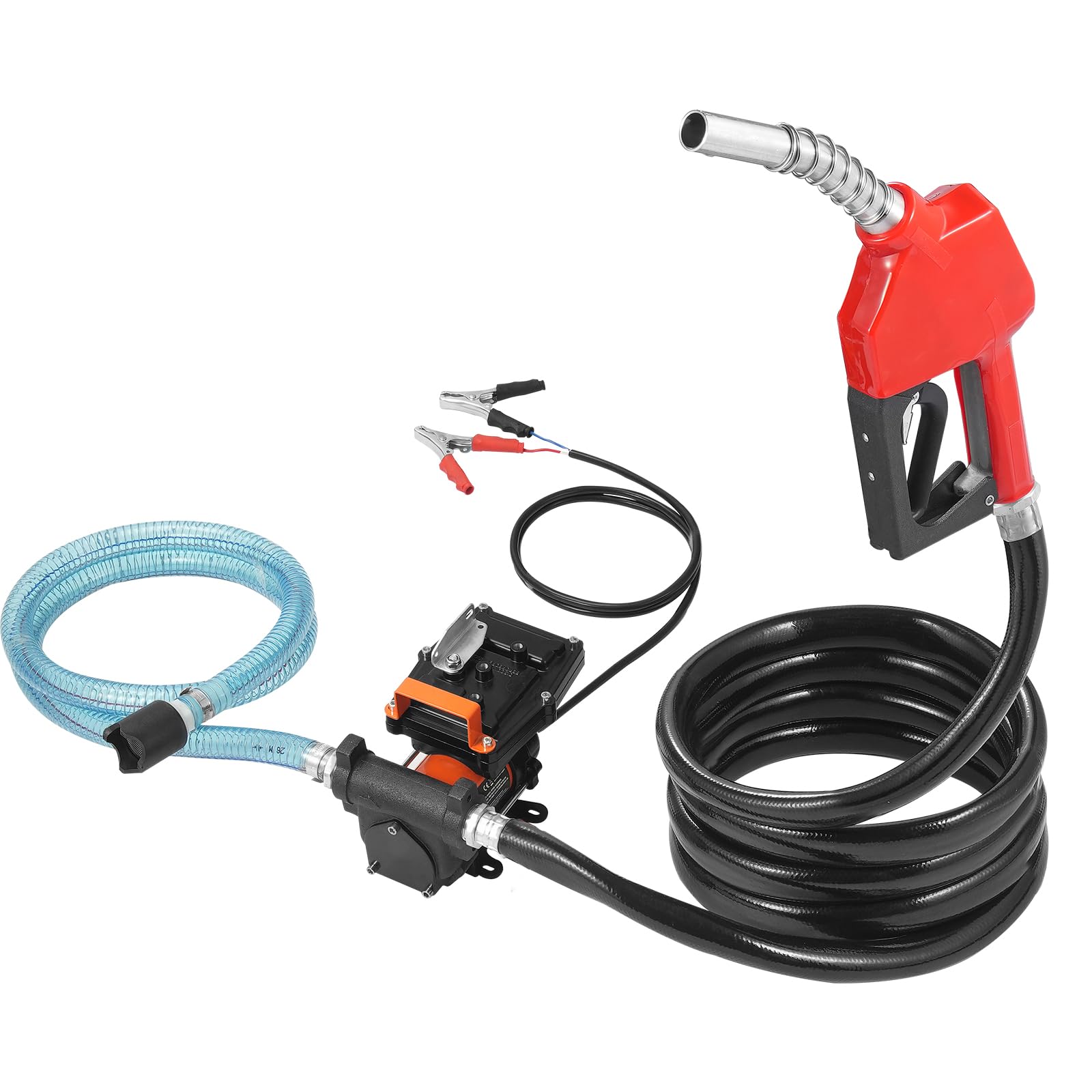 VEVOR Bomba Transferencia de Combustible 12V CC 15 GPM 1/4 HP Bomba de Transferencia de Diésel Eléctrica Portátil con Boquilla de Combustible Apagado Automático para Mezclas de Gasolina, Diésel