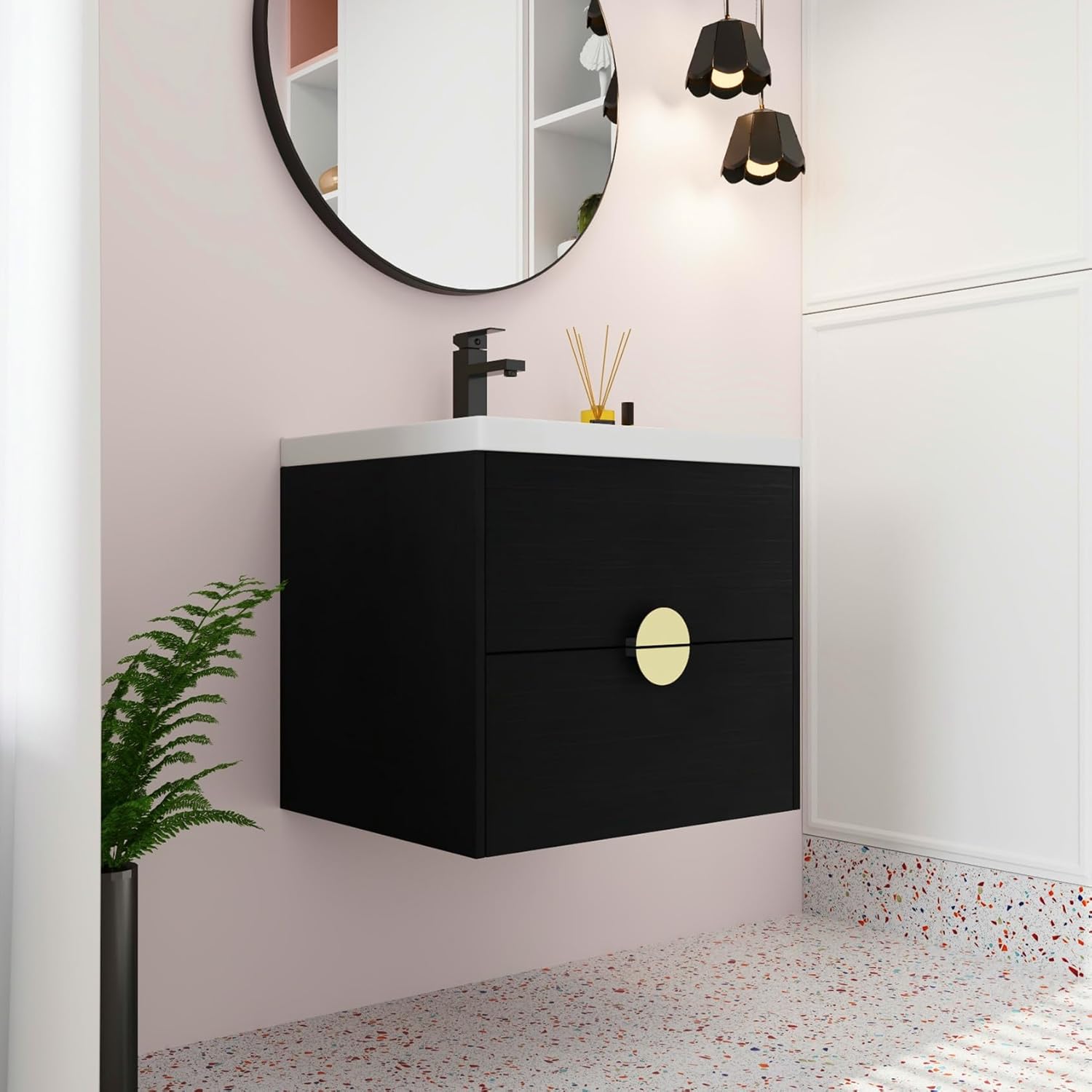 Amazon.com: Maotifeys Modern 24" Wall Mounted Bathroom Vanity with Sink ...