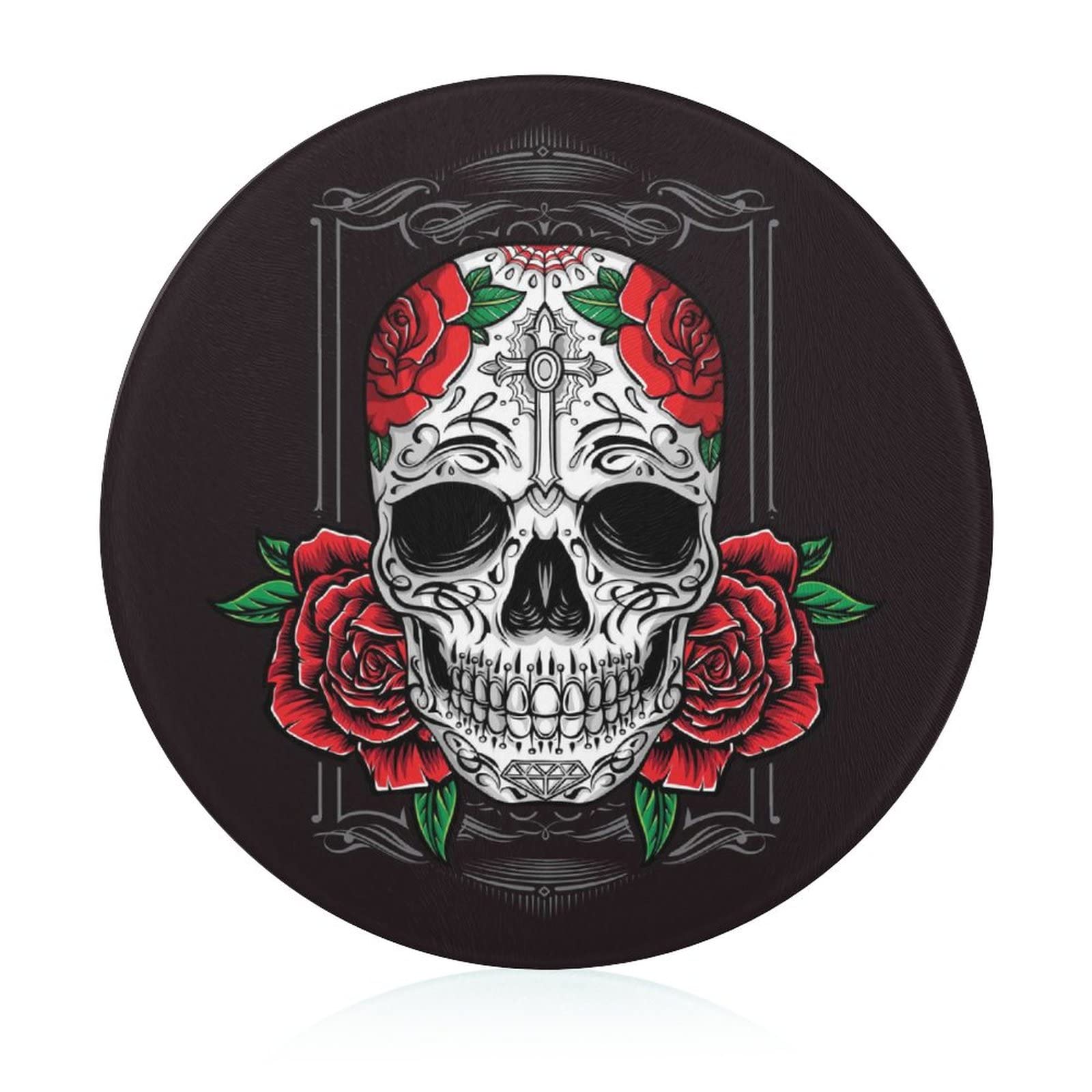 Plaques de cuisine 20 cm antidérapantes en verre trempé à motif crâne rouge
