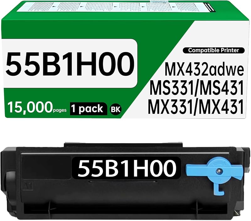 55B1H00 MS331 MS431 Toner Cartridge (15,000 Pages) with Chip | Replacement Compatible for Lexmark MS431dn MS431dw MX431adn MX432adwe MS331dn MX331adn Laser Printers Toner (Black,1-Pack)
