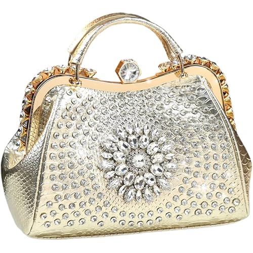 Luxury Fashion Diamonds Bag For Women Leather Top Handle Satchel Handbags Clip Rhinestone Purses Tote Shoulder Crossbody Bags