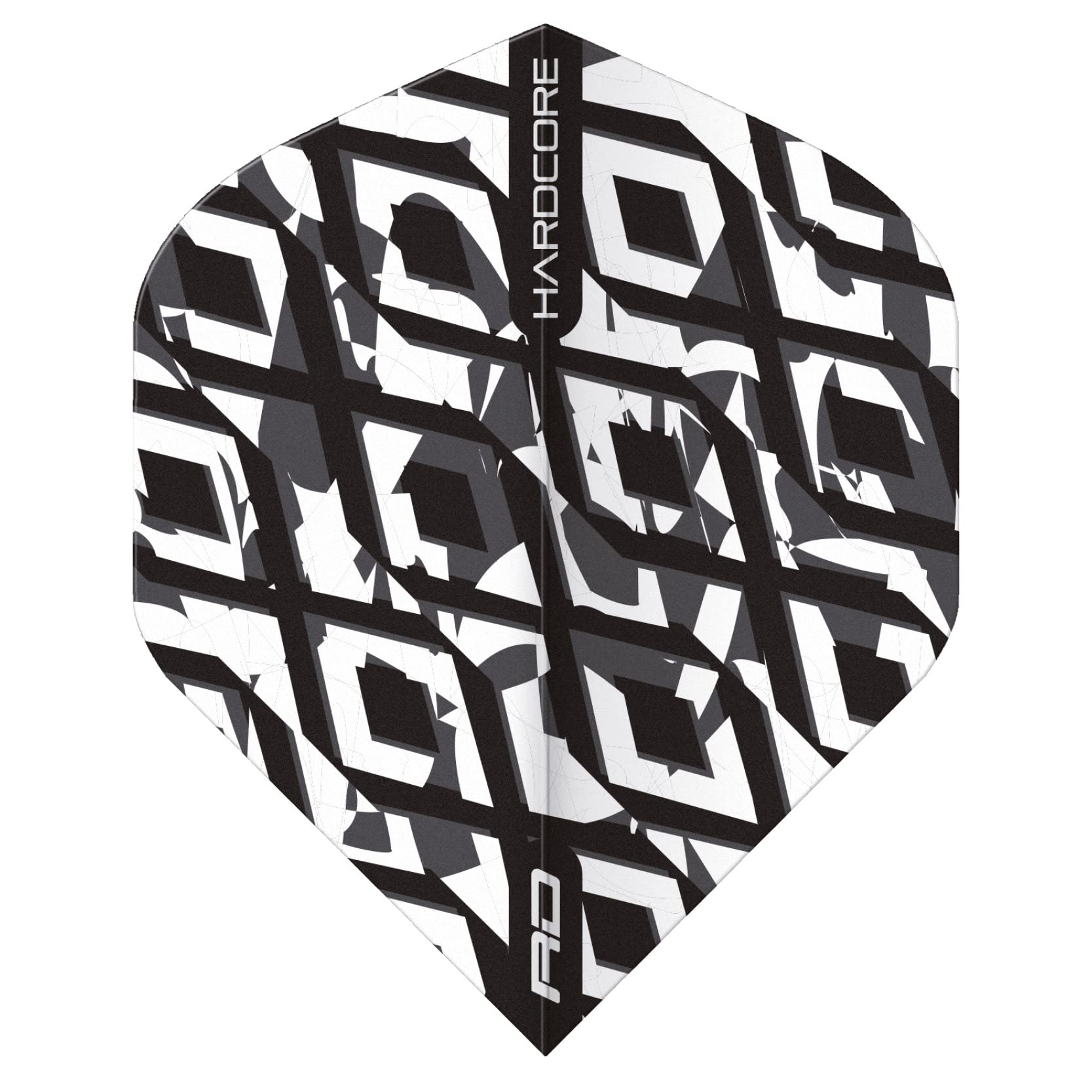 RED DRAGON Hardcore Radical Black & White Dart Flights - 4 Sets Per Pack (12 Dart Flights in total), Black and White