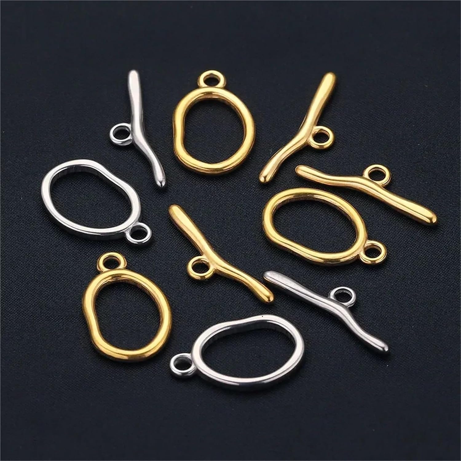 Gold Clasps for Jewelry Making 50sets Special-Shaped OT Clasps - Stainless Steel, DIY Necklace/Bracelet Parts(Gold)