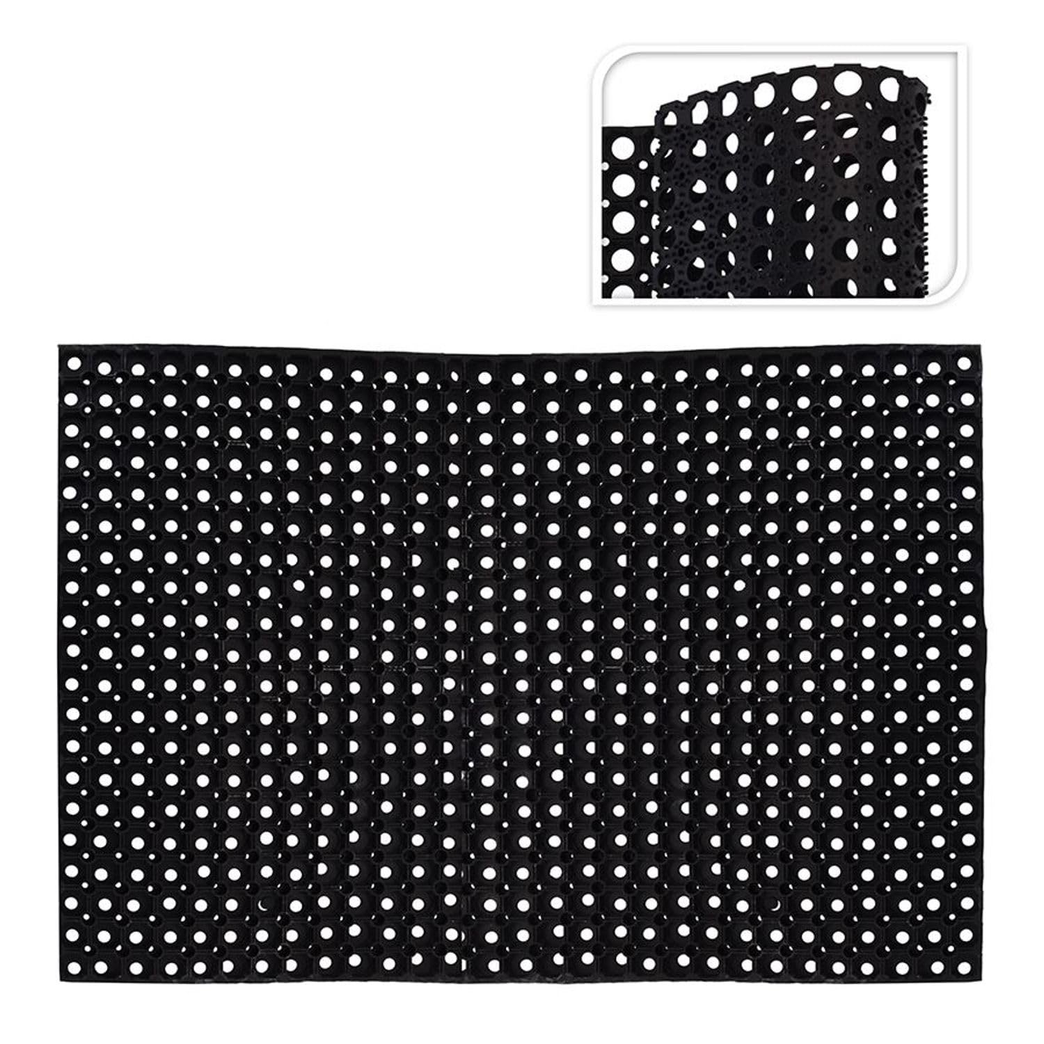 BURI Gummimatte 120x80 cm Ringmatte Wabenmatte Fußmatte Schwarz Schmutzfang