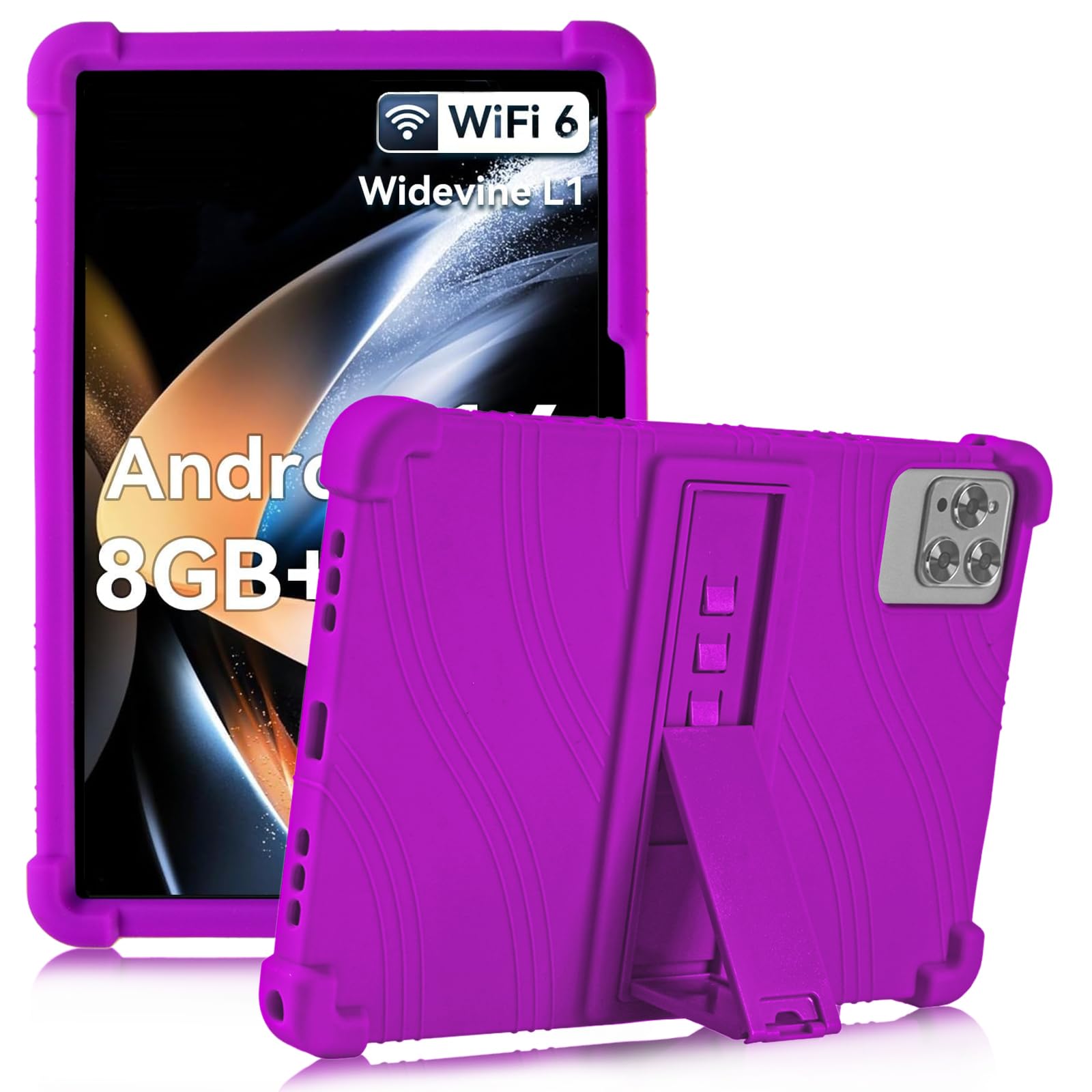 ATOOZ for ROWT 10.1 inch Tablet Case,Soft Silicone Case for ROWT A10/Aiprotablet C20e/ZONKO D115/MB1001 10.1 inch Tablet with Stand (Purple)