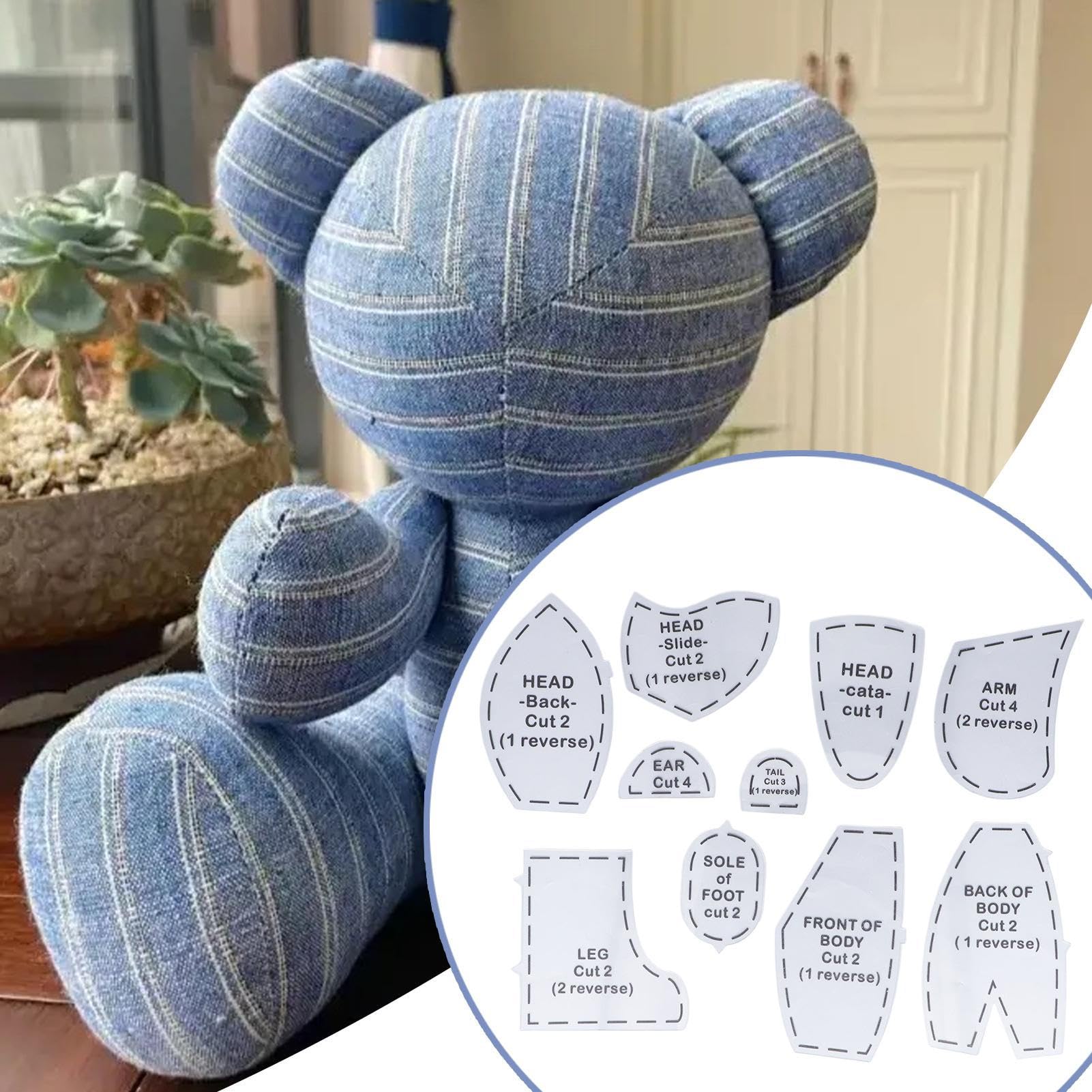 Patrón de costura de oso de memoria, diseños de práctica de acolchado, 10 plantillas de costura hechas a mano para sala de estar, dormitorio, se puede utilizar para decorar habitaciones infantiles