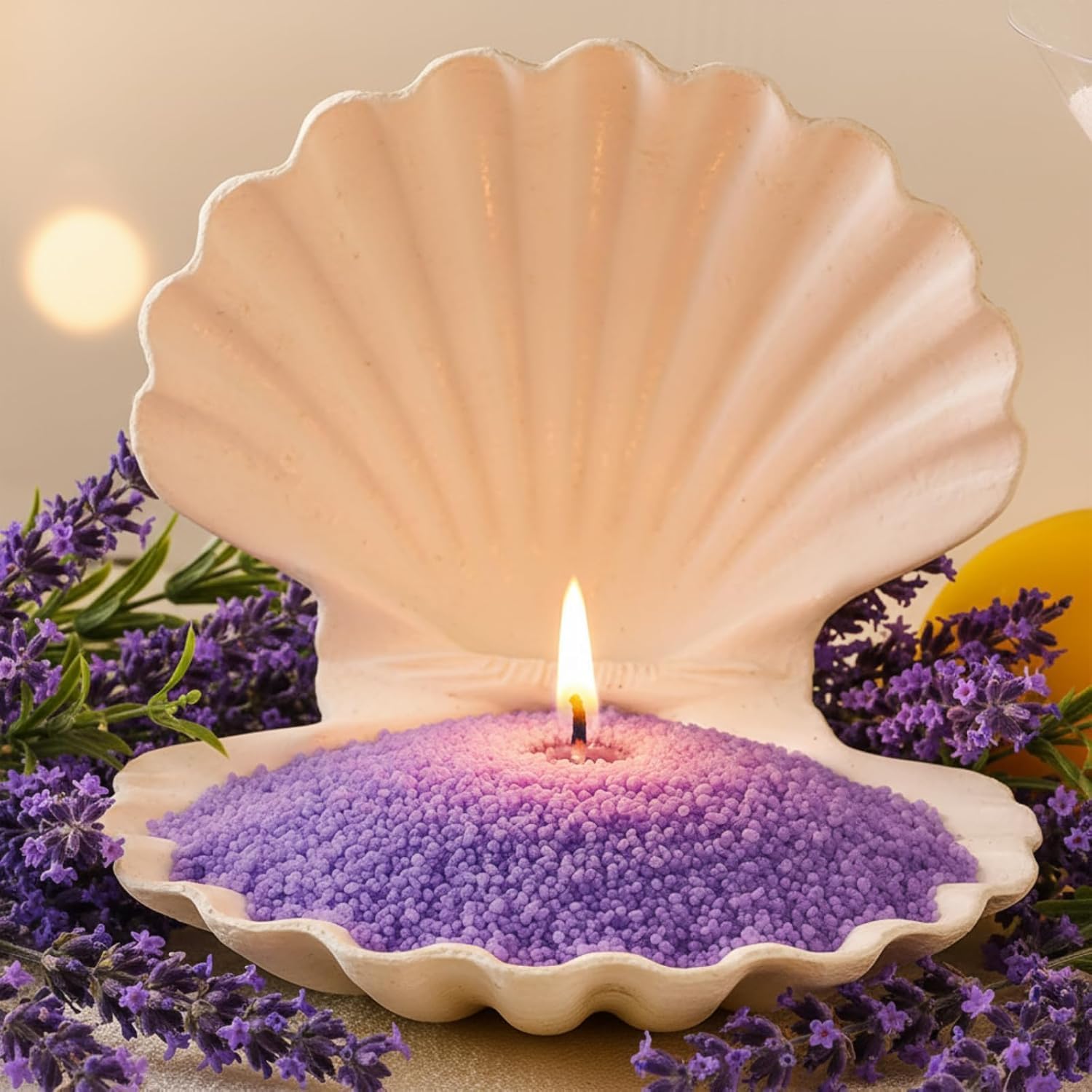 1.1LB Lavender Scented Candle Sand with Wicks, Candle Wax for DIY Candles Making, Refillable Beaded Wax Non-Toxic Sand Beaded Waxs Customized Making for Home Decoration Wedding Party