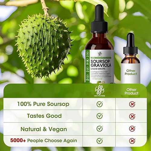 Miniatura 5 de Gota líquida de graviola de guanábana para apoyo celular y regeneración, refuerzo inmunológico, relajación, hígado y sueño, líquido amargo de