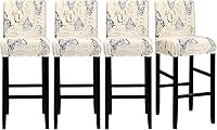 Vista 10 de Lellen Juego de 2 fundas para taburetes de bar, fundas jacquard para taburetes de bar, fundas deslizables elásticas para taburetes de bar
