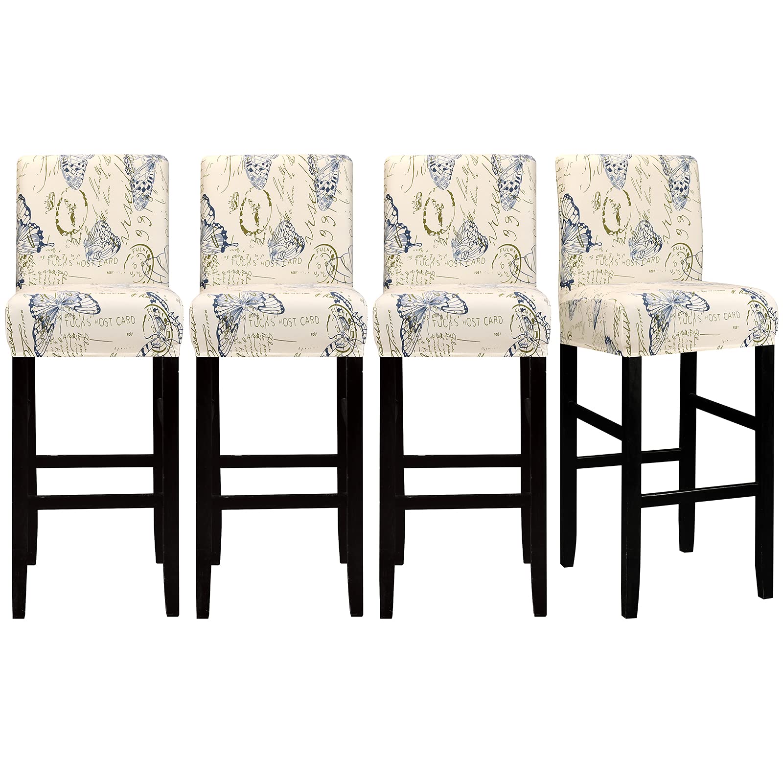 Lellen Bar Stool Chair Covers Set of 4，Jacquard Bar Stool Cover Barstool Covers Slipcovers Stretch Bar Stool Covers with Backs Bar Stool Protector Covers for Kitchen Dining Room Counter Island