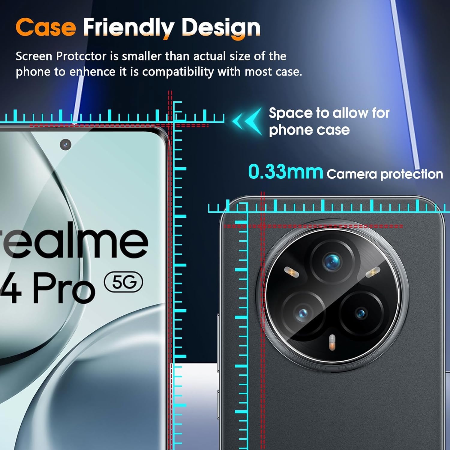 Locofun Pellicola Vetro Temperato per Realme 14 Pro e Protezione Lente Fotocamera, Durezza 9H Schermo Protettiva Film [2+2 Pezzi], Anti Graffi Niente Bolle