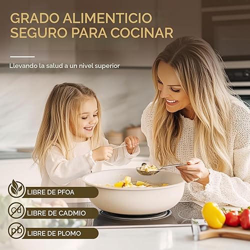 Miniatura 8 de Astercook Utensilios de cocina antiadherentes de cerámica, juego de 21 ollas y sartenes, mango desmontable, juego de cocina antiadherente para