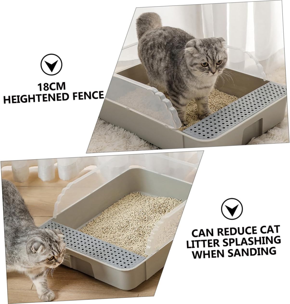 Semi-Enclosed Kitten Litter Box with Splash Guard Spacious Cat Litter Pan Material Easy to Clean and Replace Suitable for Cat Breeds