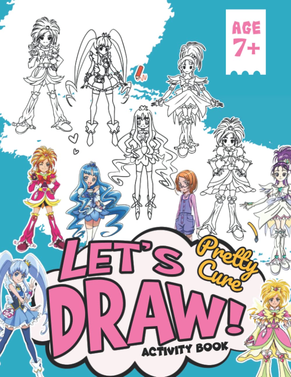 Lets Draw Pretty Cure Activity Book Simple And Easy Coloring ...