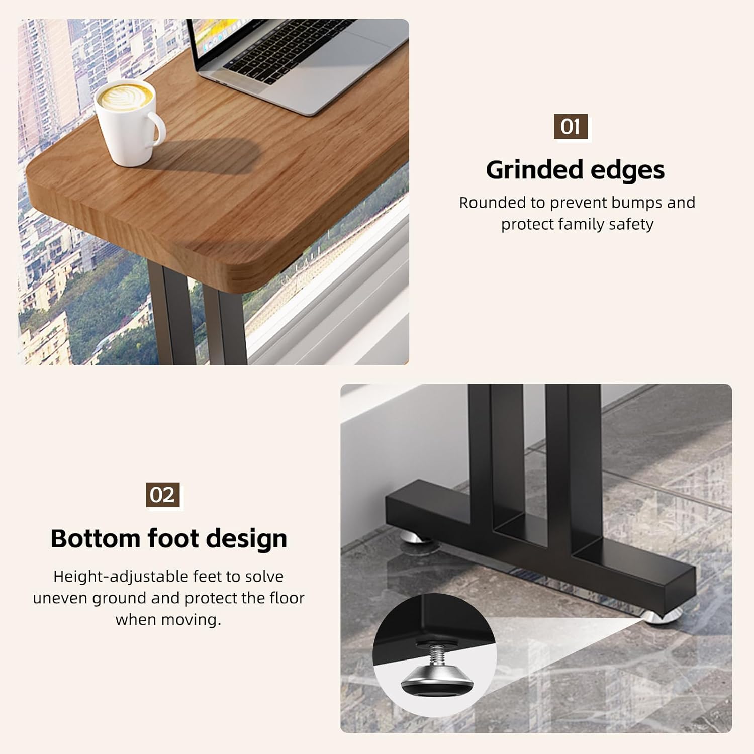 Solid Wood Bar Table, Counter Height Pub Table with Sturdy Metal Frame, Rectangular High Top Dining & Kitchen Breakfast Table for Home, Bistro, Living Room