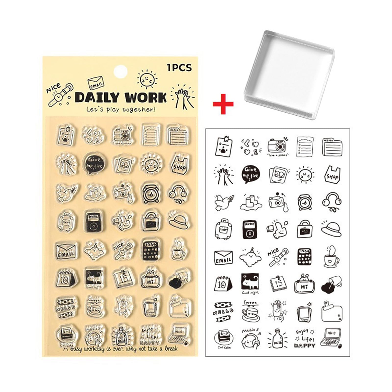 Clear Silicone Rubber Stamper with Ergonomic Acrylic Handle for Scrapbooking Journaling Card Making Diary Decoration Card Making Postage