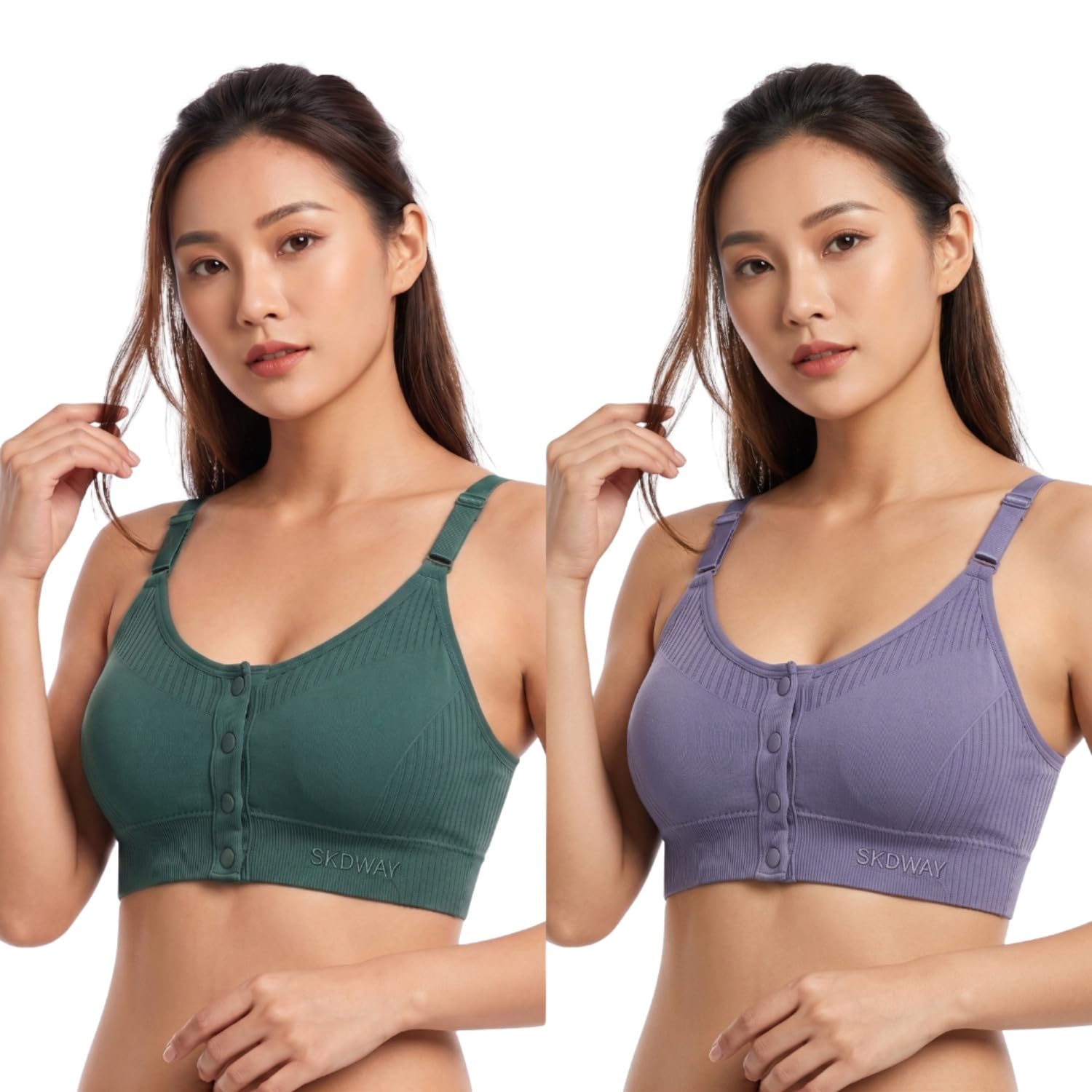 Women's Cotton Blend Front Open Seamless Bra | Padded Wire-Free Full Coverage Everyday Use Bra with Front Snap Closure Adjustable Straps Soft Stretch Comfort-picture-45