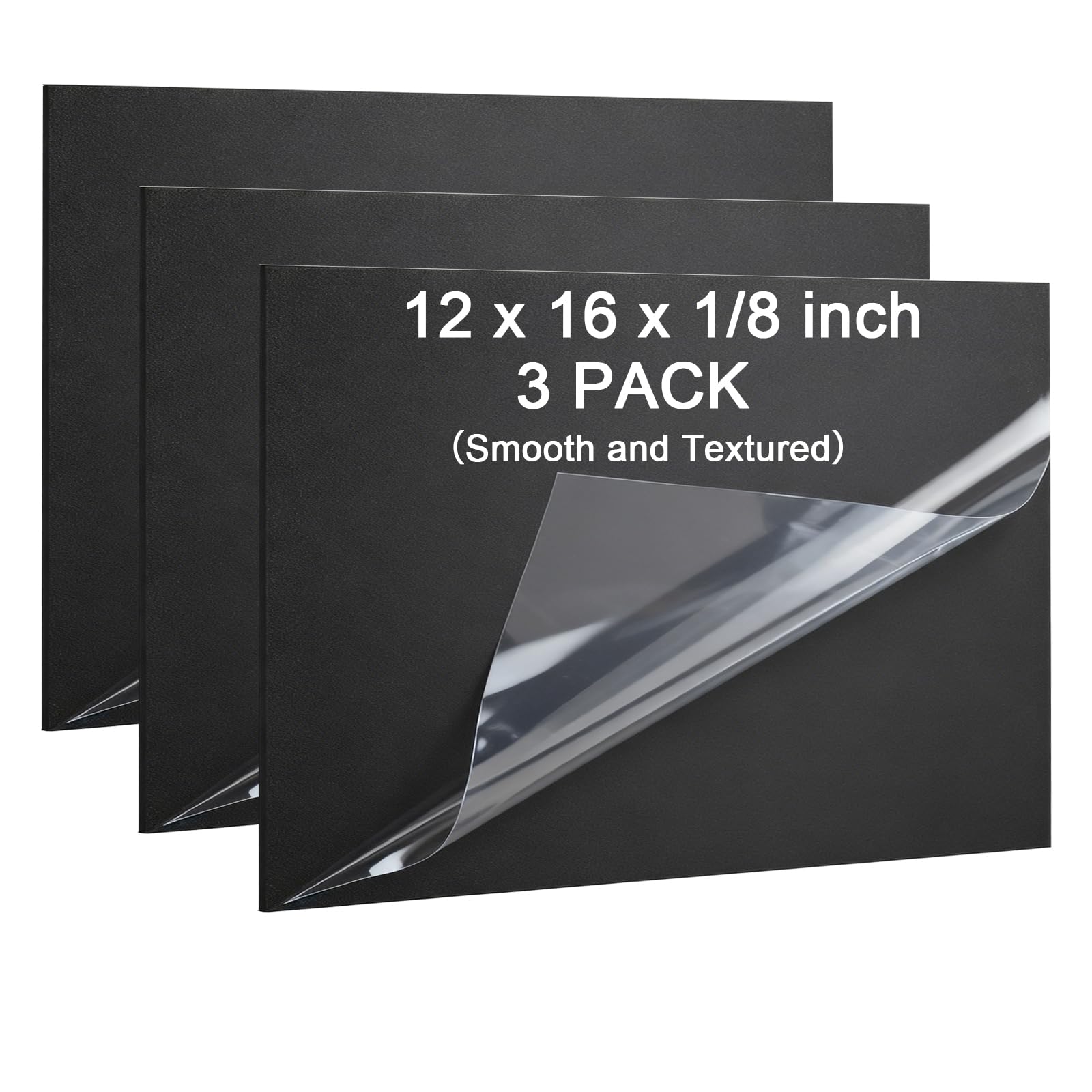 Black ABS Plastic Sheets - 3 Pack 1/8" Rigid Boards -1 Black ABS Plastic Sheets - 3 Pack 1/8" Rigid Boards -1