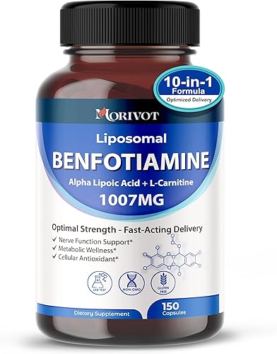 Benfotiamina liposomal con ALA y L-carnitina - 1007 mg  Apoya la salud nerviosa y metabólica  150 cápsulas