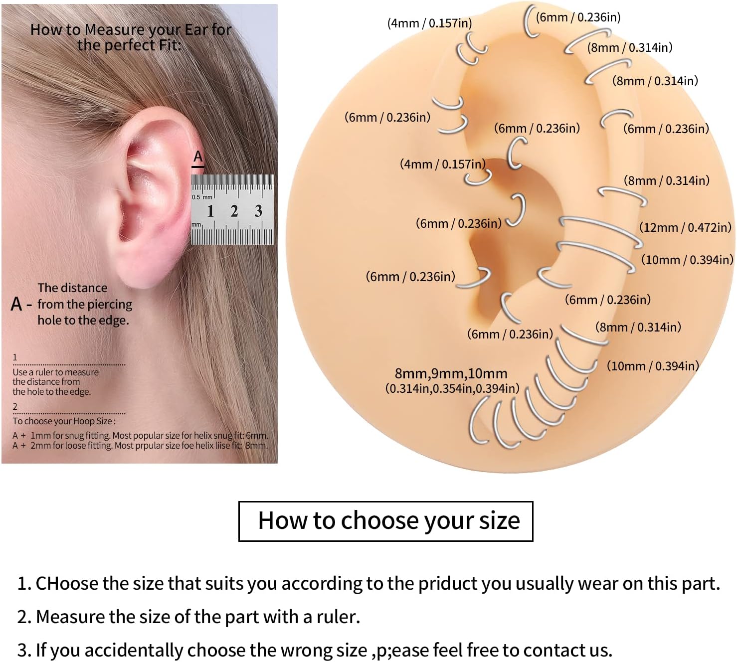 VOJO G23 Titanium 16G Cartilage Septum Hoop Piercing Jewelry Double Row Plated CZ Beads Conch Nose Rings Tragus for Women Men - Image 6