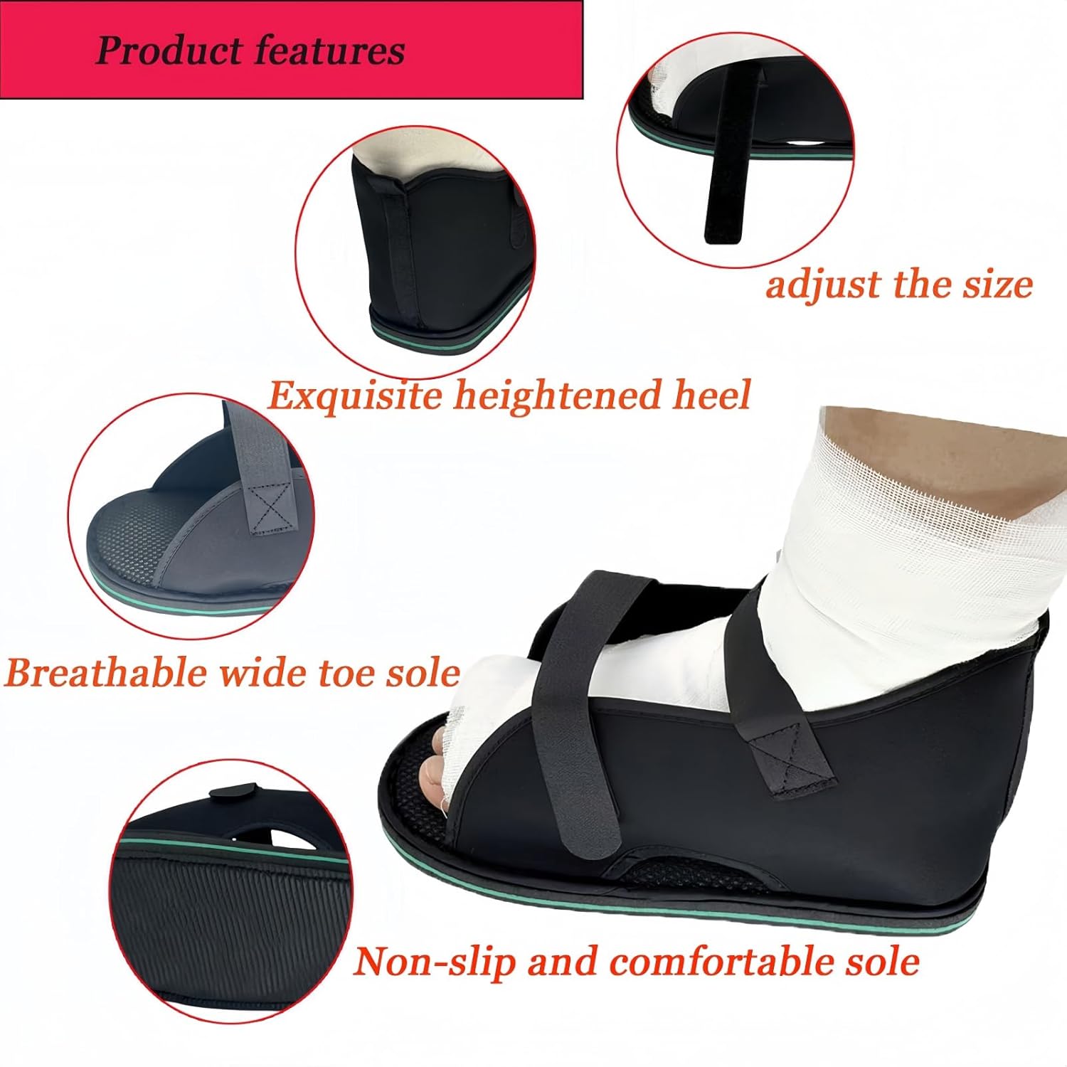 Adjustable plaster shoes postoperative shoes, medical walking shoes with Magic sticker, suitable for foot sprains, ankle fractures, toes, suitable for left and right feet(XL) - Image 7