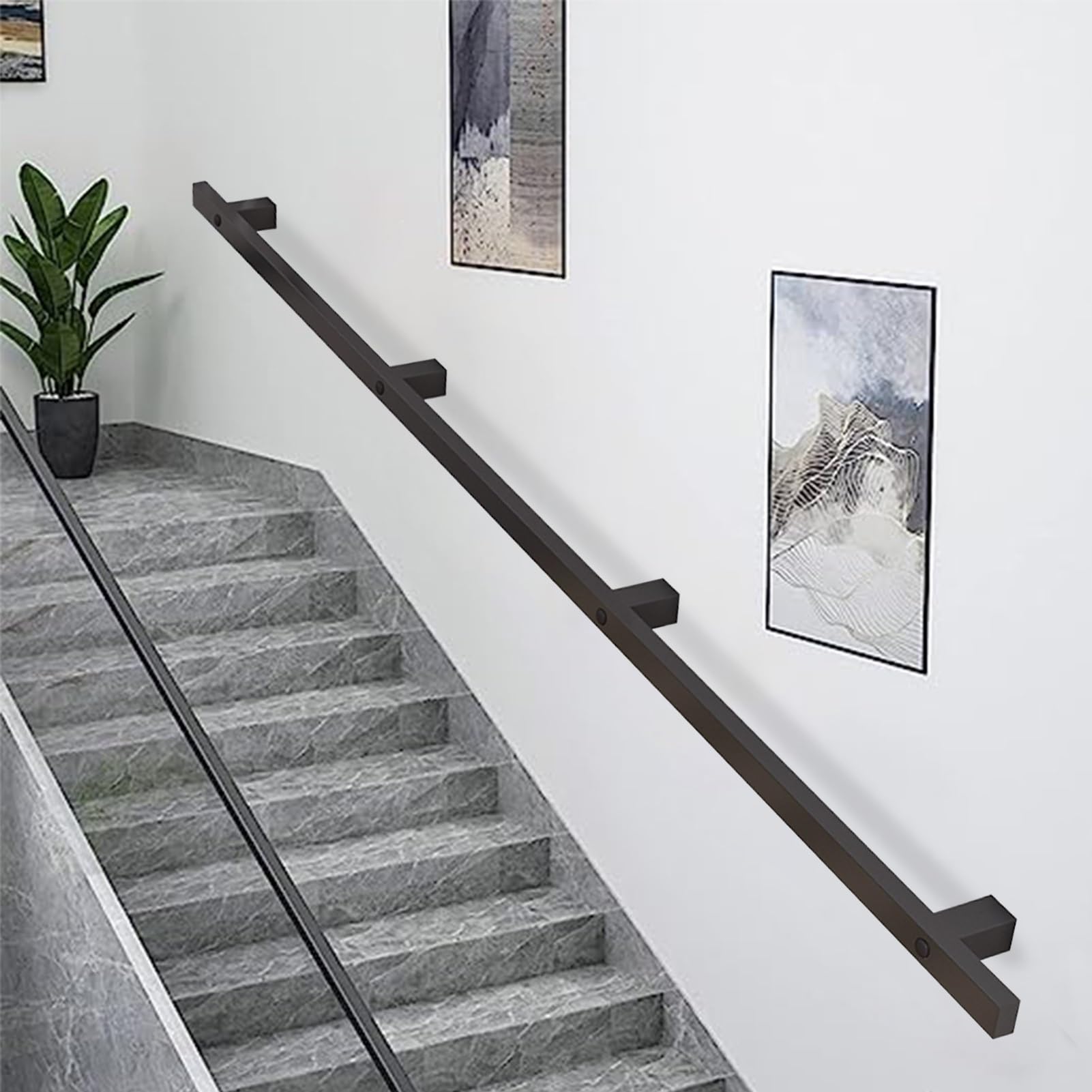 Kit de rampe d'escalier noire et tige de support de sécurité murale