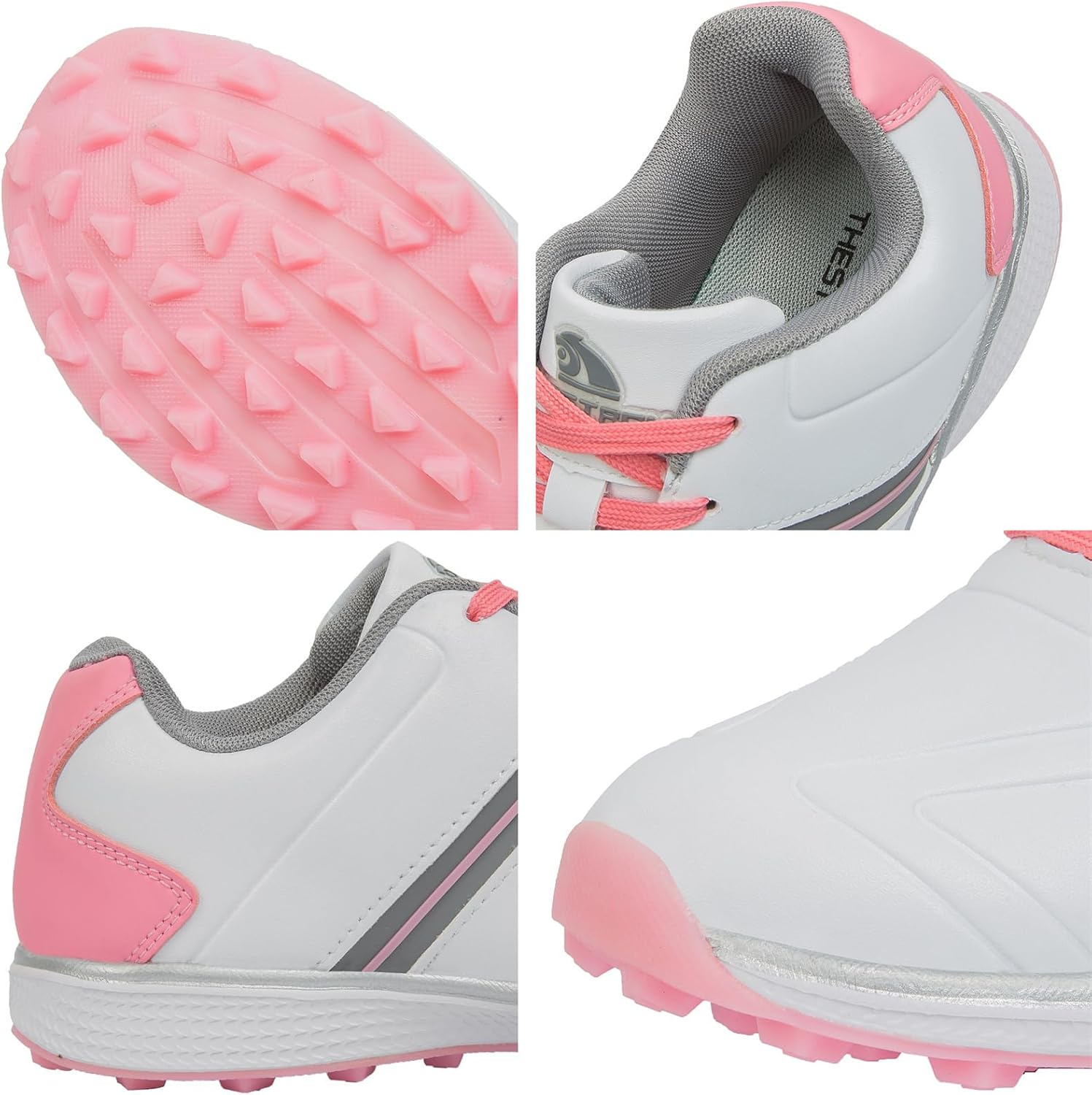 JiuQing Women's Golf Shoes Waterproof Spikeless Leather Golfing Trainer Lightweight Casual Outdoor Walking Sneaker
