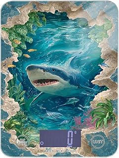 3d Shark Water Ocean Sea food weighing food scale digital kitchen 11lb/0.18oz, 5kg/5g accurate small scale kitchen with 4 unit for roasting roasting pesa para alimentos