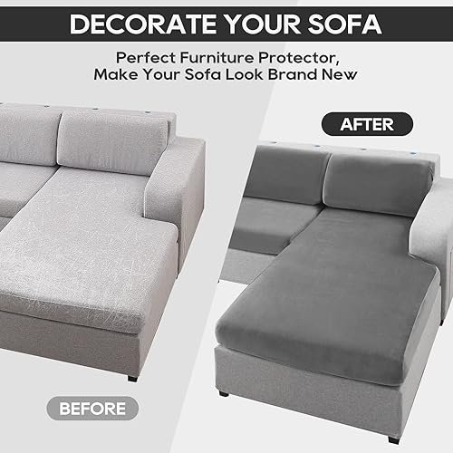 Vista 22 de NeColorLife Funda de cojín de terciopelo para sofá seccional con diván gruesa (1 funda de diván XL, crema)