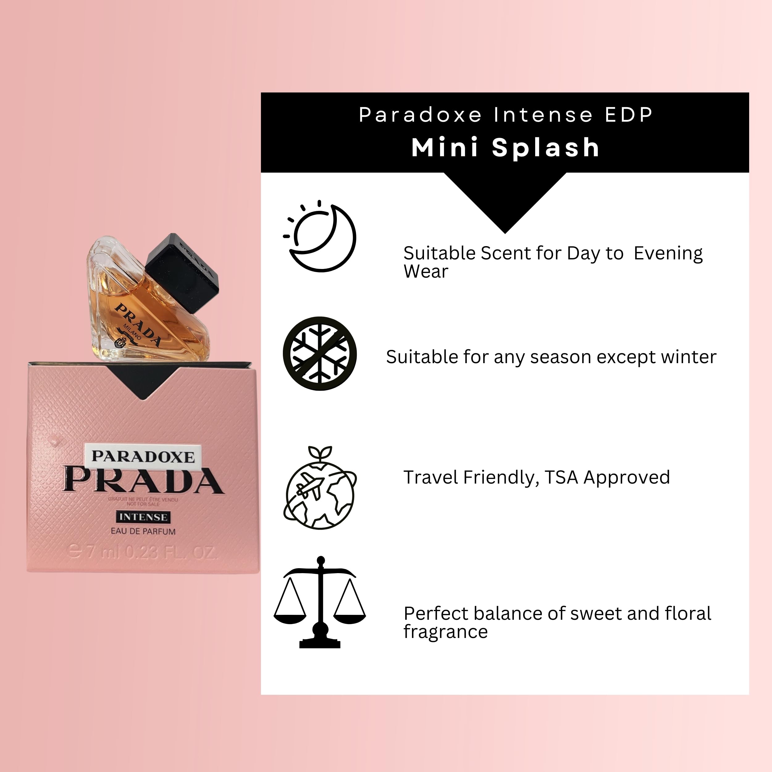 Amazon.com: Prada Paradoxe 女性強效香水迷你EDP 旅行飛濺0.23 液盎司