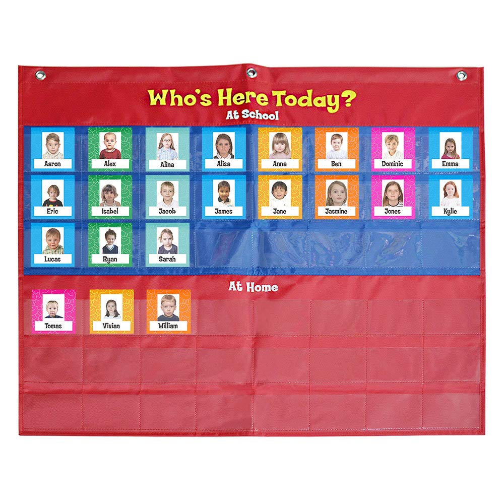 Buy Walory Pocket Chart,School Classroom Attendance Pocket Chart with