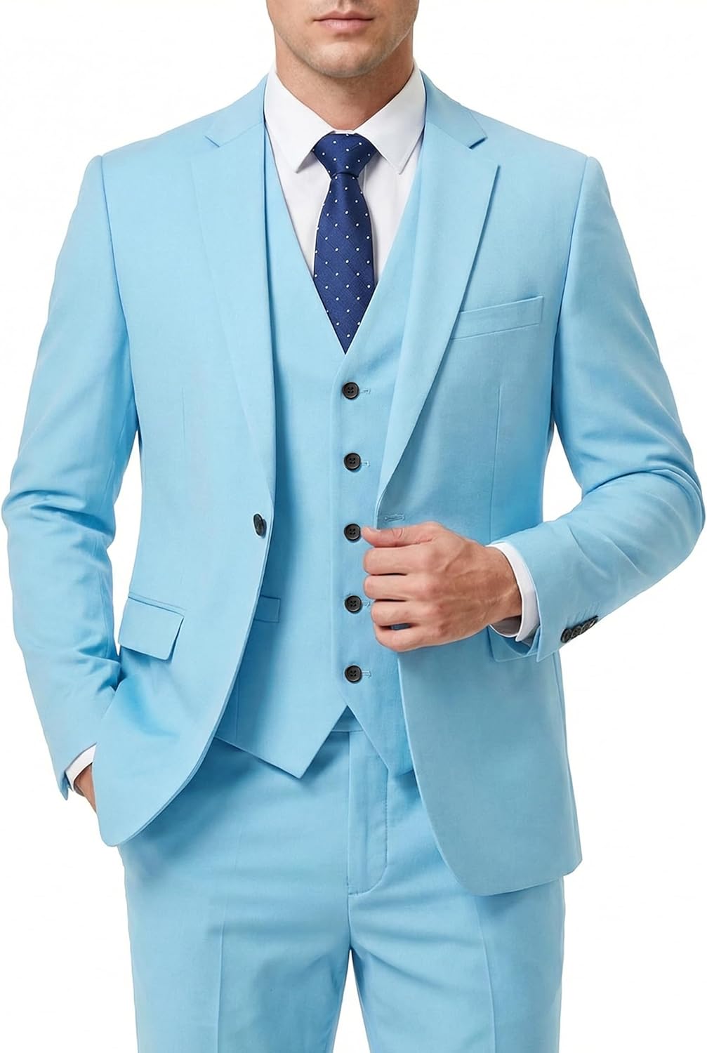 MY'S Men's 3 Piece Suit, Slim Fit Jacket Pants and 5-Button Vest, Notch Lapel Tuxedo for Wedding Business Prom Dinner