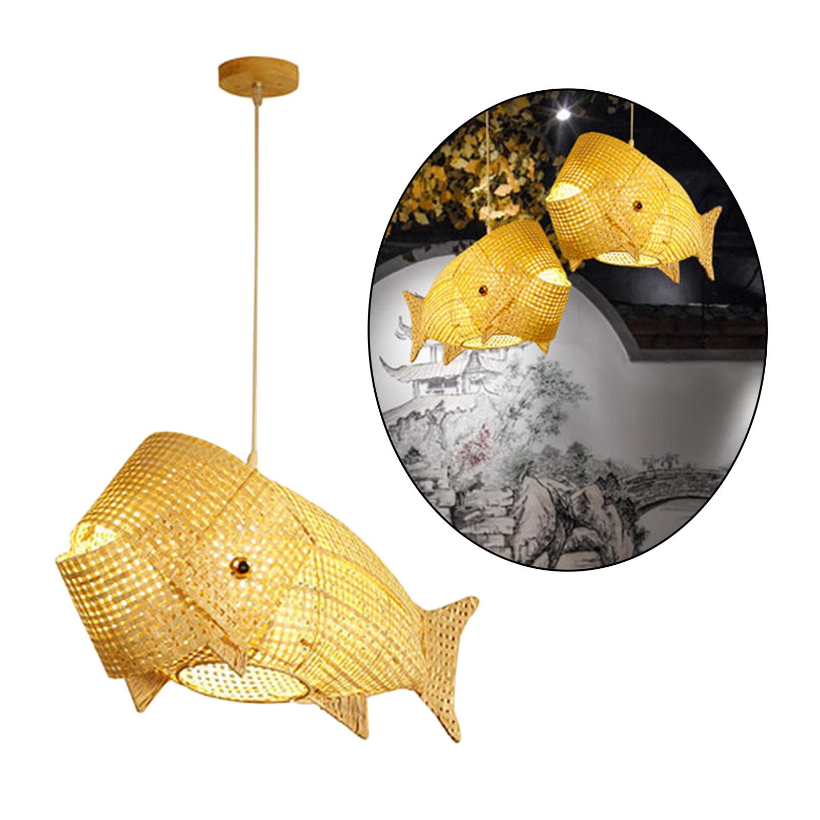Plafoniera a sospensione in intrecciato con decorativo a forma di pesce a forma di lampadario,