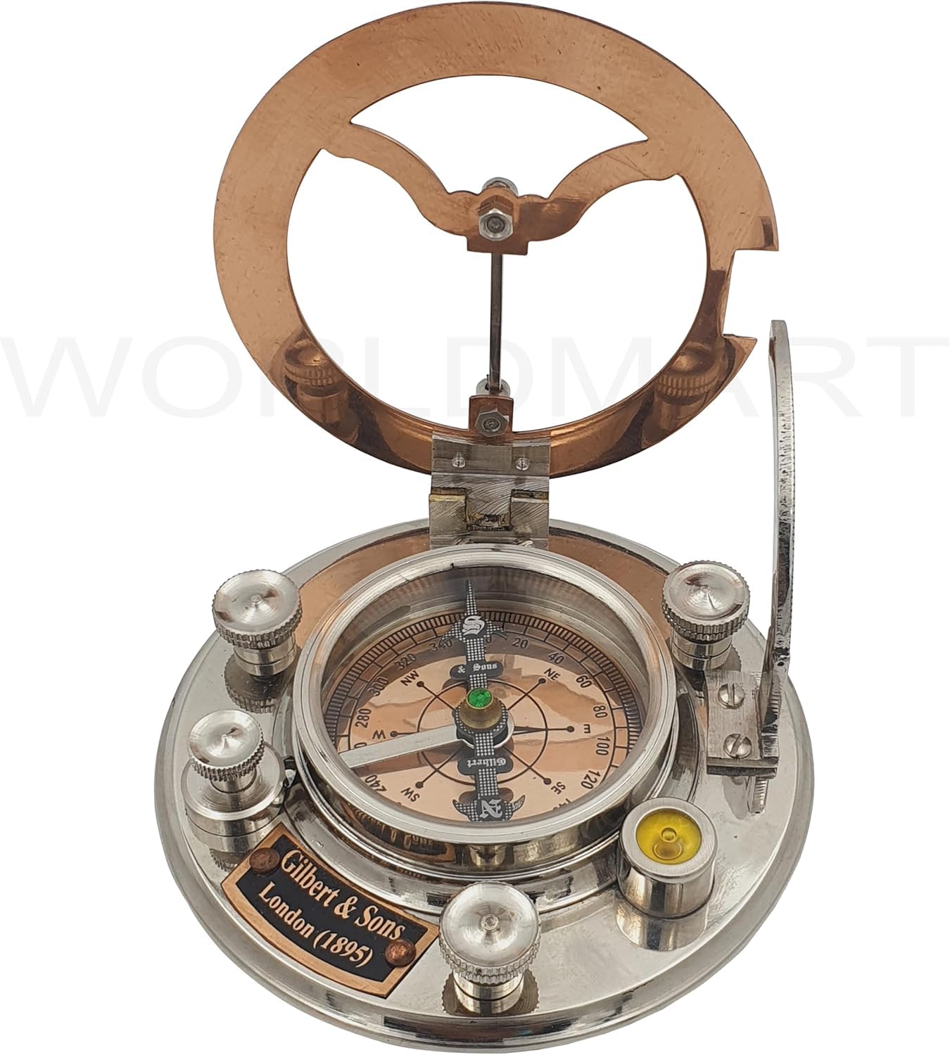 Boussole à cadran solaire en laiton antique et cuivre, réplique de montre, boîte cadeau