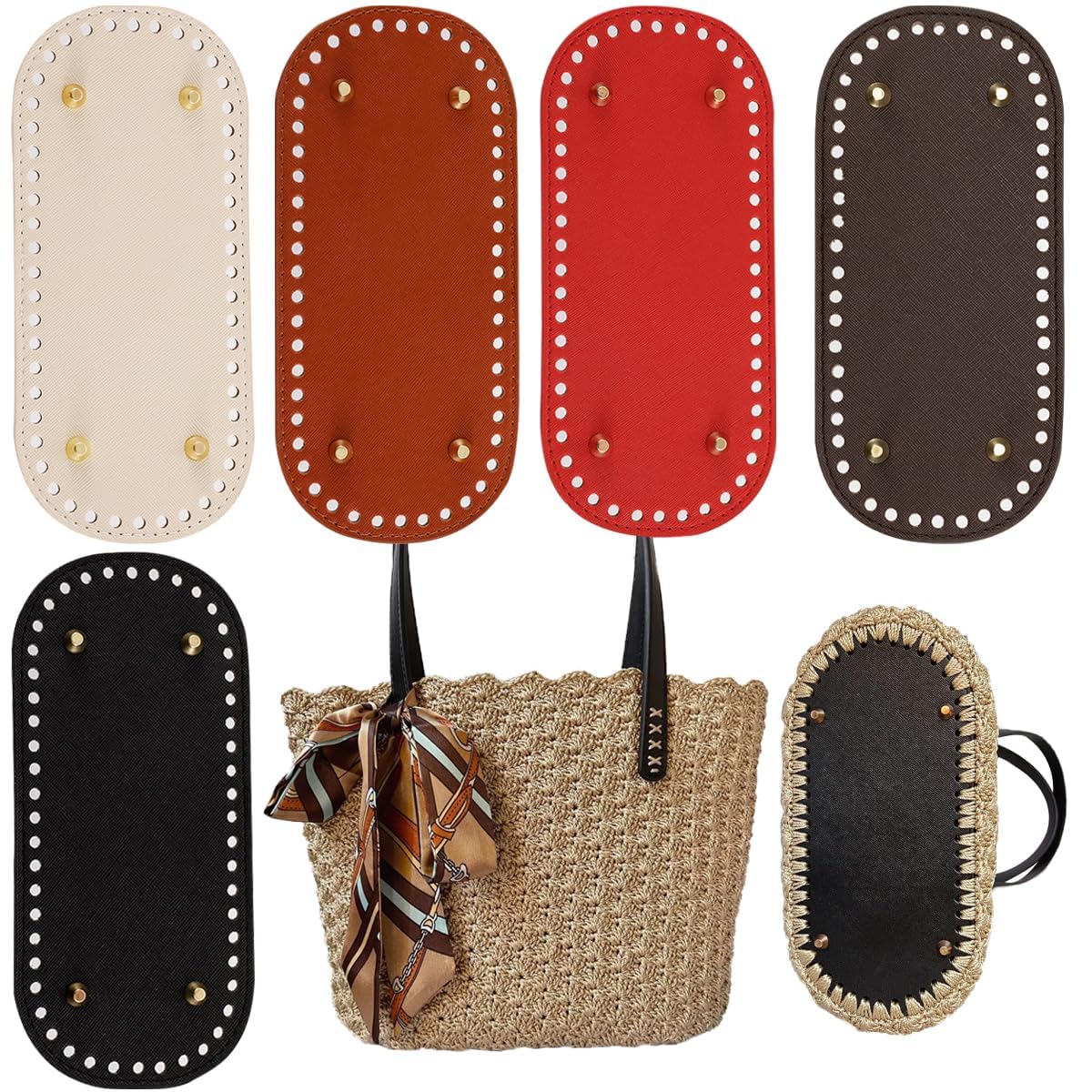 5PCS Bag Base for Bag Making Crochet, Crochet Bag Making Accessories, DIY Crafting Accessories for Handbag Repair and Style Transformation, Black Red Brown White Light Brown-image-27