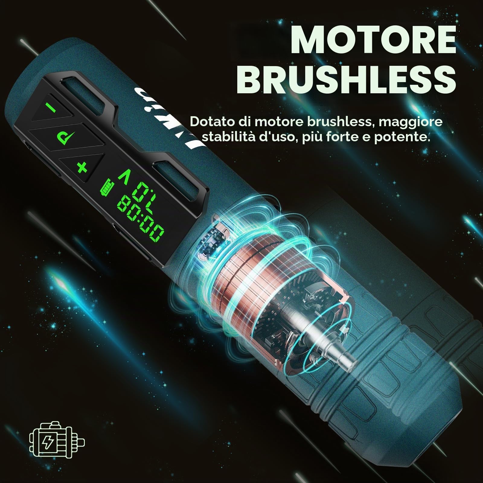 INKin Kit Tatuaggi, Macchinetta Tatuaggi Senza Fili con 3.5mm Stroke e 1800mAh Batterie, Macchina Tatuaggi Kit Completo con Aghi Tattoo Pelle Sintetica Tattoo Inchiostro Tatuaggi per Principianti