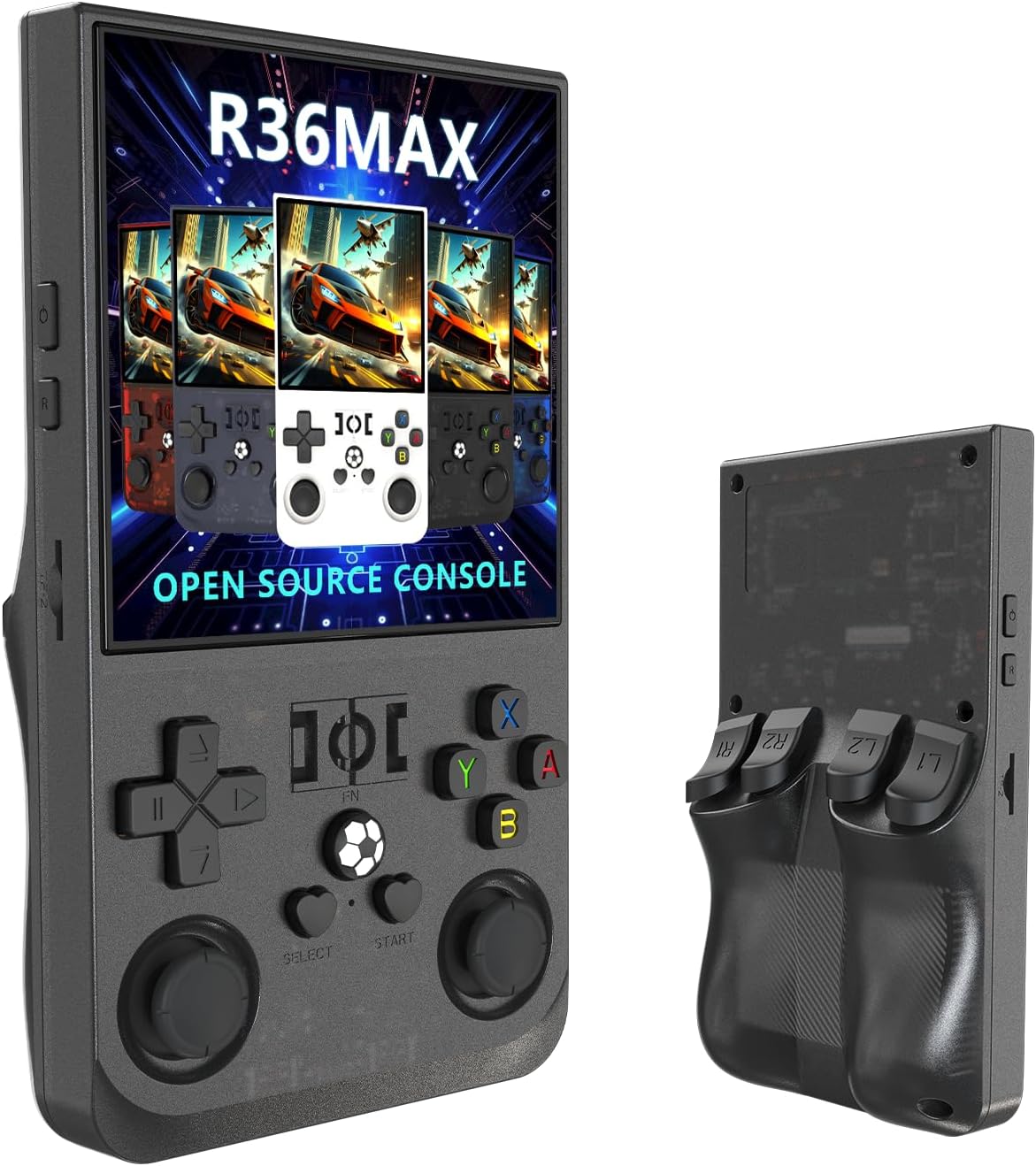 R36 MAX Retro Handheld Game Console, 4.0 Inch IPS HD Screen Portable Retro Gaming Console, CPU Support 30+ Emulator Console Video Game Console, 4000mAh Battery (128GB Black)