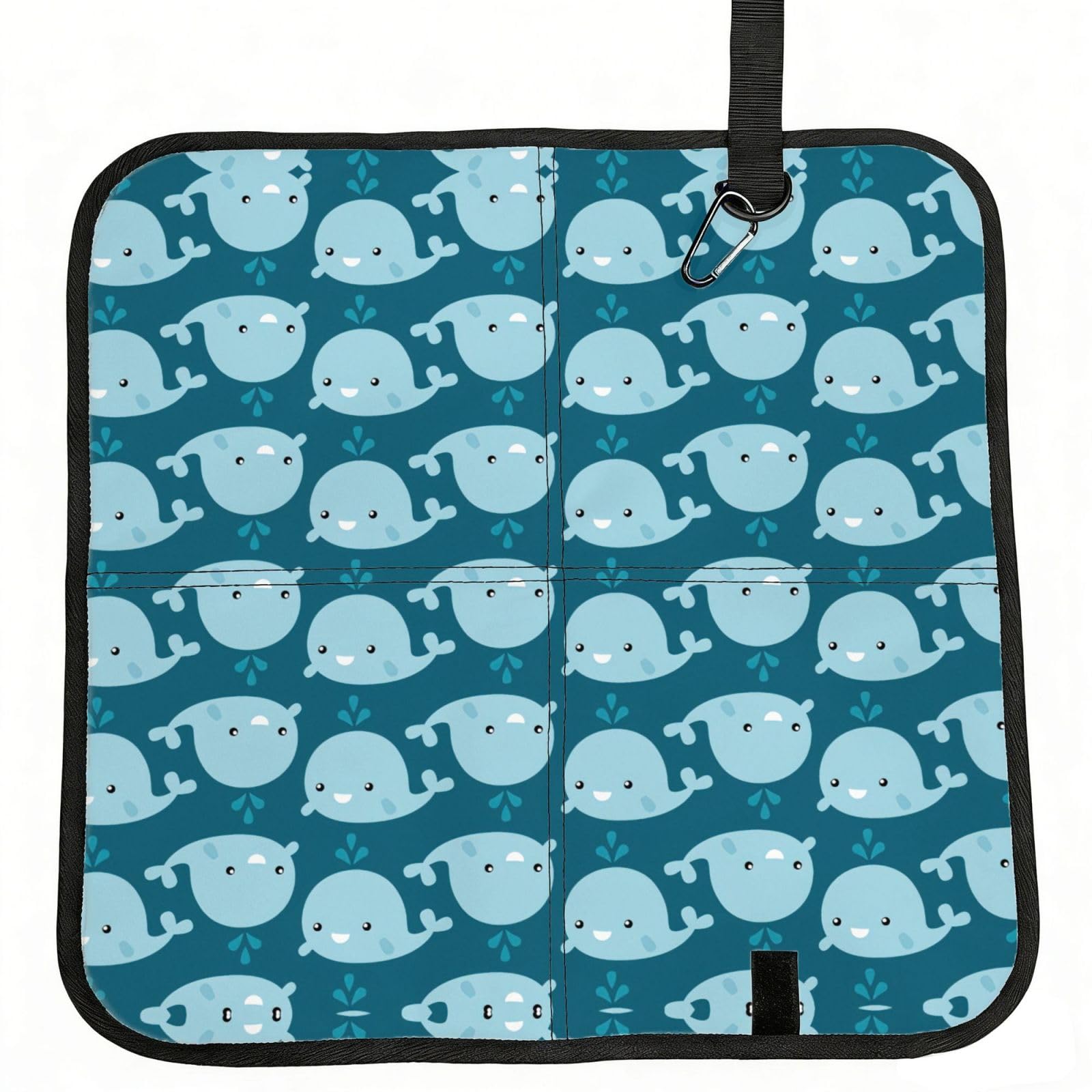 UVBDF Cartoon Whales Background Print Outdoor Sitting Cushion Folding Seat Pad Compact Portable Picnic Bench Cushion Mat