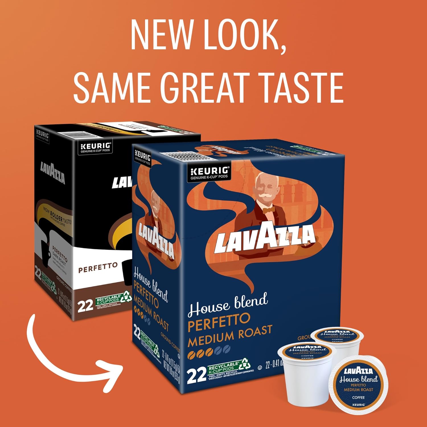 Lavazza House Blend Perfetto, Single-Serve Keurig K-Cup Pods, Medium Roast Coffee, 88-Count Box (4 Packs of 22)