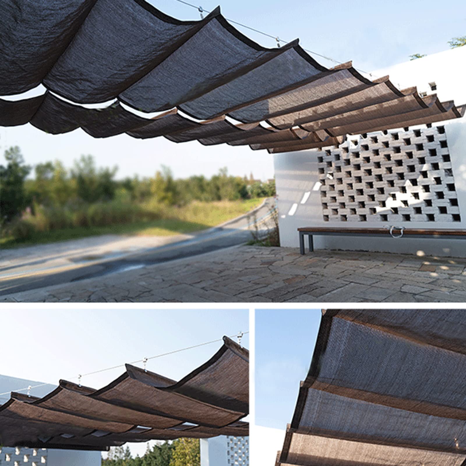 Einziehbares Sonnensegel，Wave Shade Cover，Aufschieben auf Drahtkabel,Wellen-Tropfen-Schattenabdeckung, wasserdicht und UV-beständig, Sonnensegel-Markise for Decksveranda ( Size : W1.2*L3m/W3.93*L9.84ft Garten