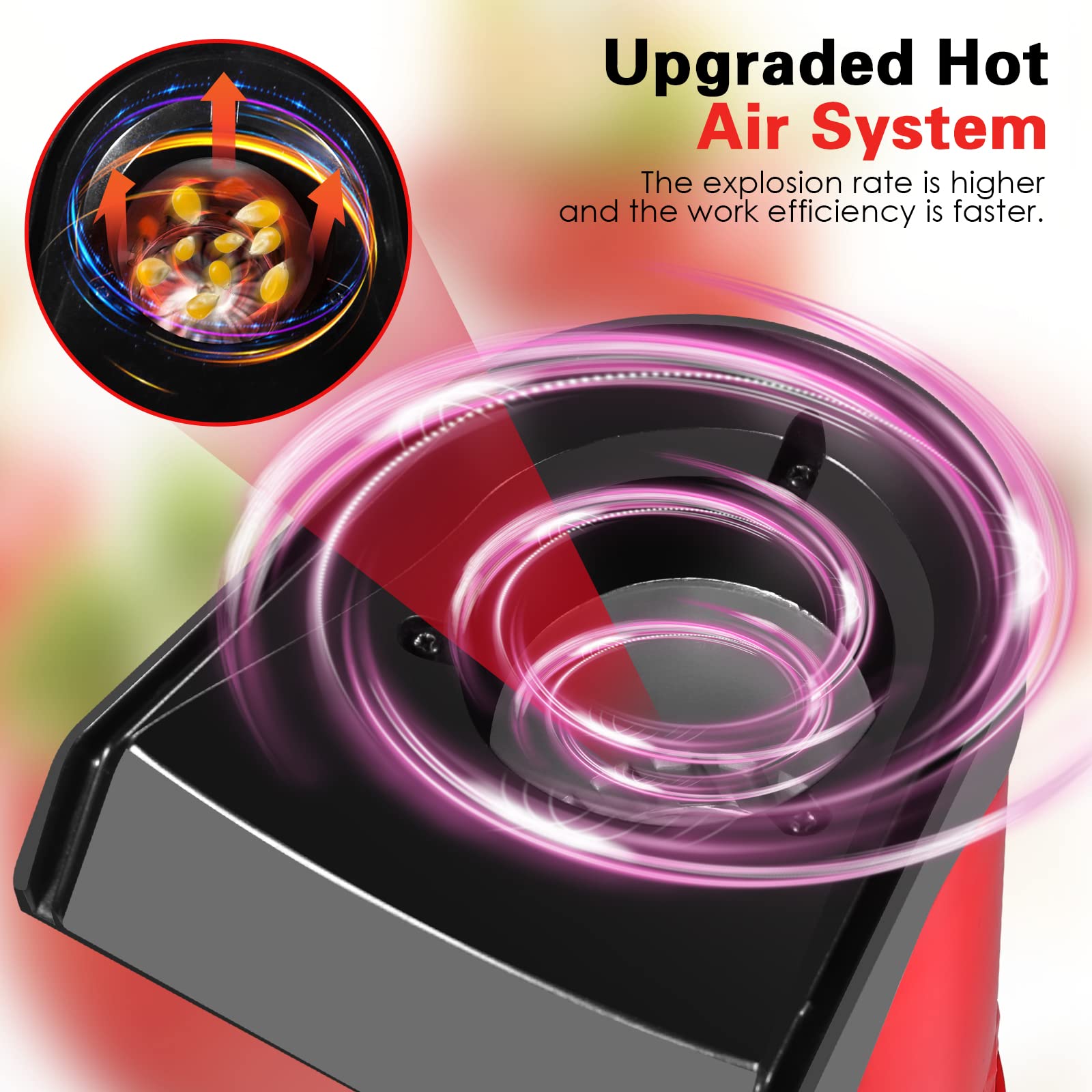 MiKoSoRu Popcorn Maker,1200W Popcorn Maker Machine with ETL Certified,BPA Free,No Oil,DIY Flavors,98% Super High Explosion Rate,Popcorn Popper for Home Movie/Party,Red