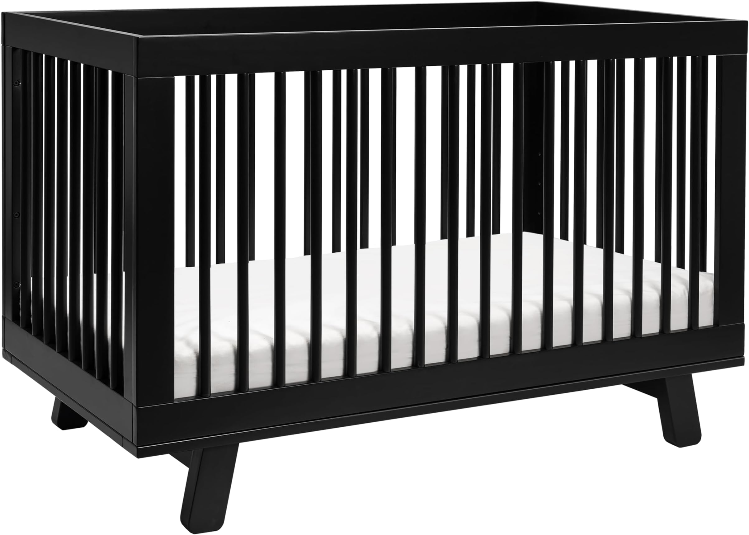 Hudson 3-in-1 Convertible Baby Crib - GREENGUARD Gold Certified Convertible Crib to Toddler Bed & Daybed - Wooden Baby Bed with 4 Adjustable Mattress Heights - Easy to Assemble - Black