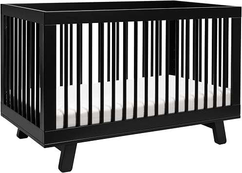 Babyletto Hudson 3-in-1 Convertible Baby Crib - GREENGUARD Gold Certified Convertible Crib to Toddler Bed & Daybed - Wooden Baby Bed with 4 Adjustable Mattress Heights - Easy to Assemble - Black