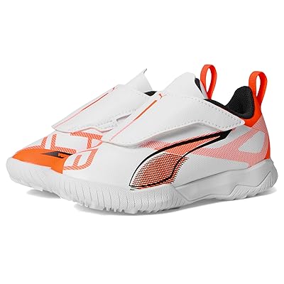 PUMA Kids Ultra 5 Play Hook and Loop Turf Training (Toddler/Little Kid) Kids Shoes PUMA White/PUMA Black/Glowing Red