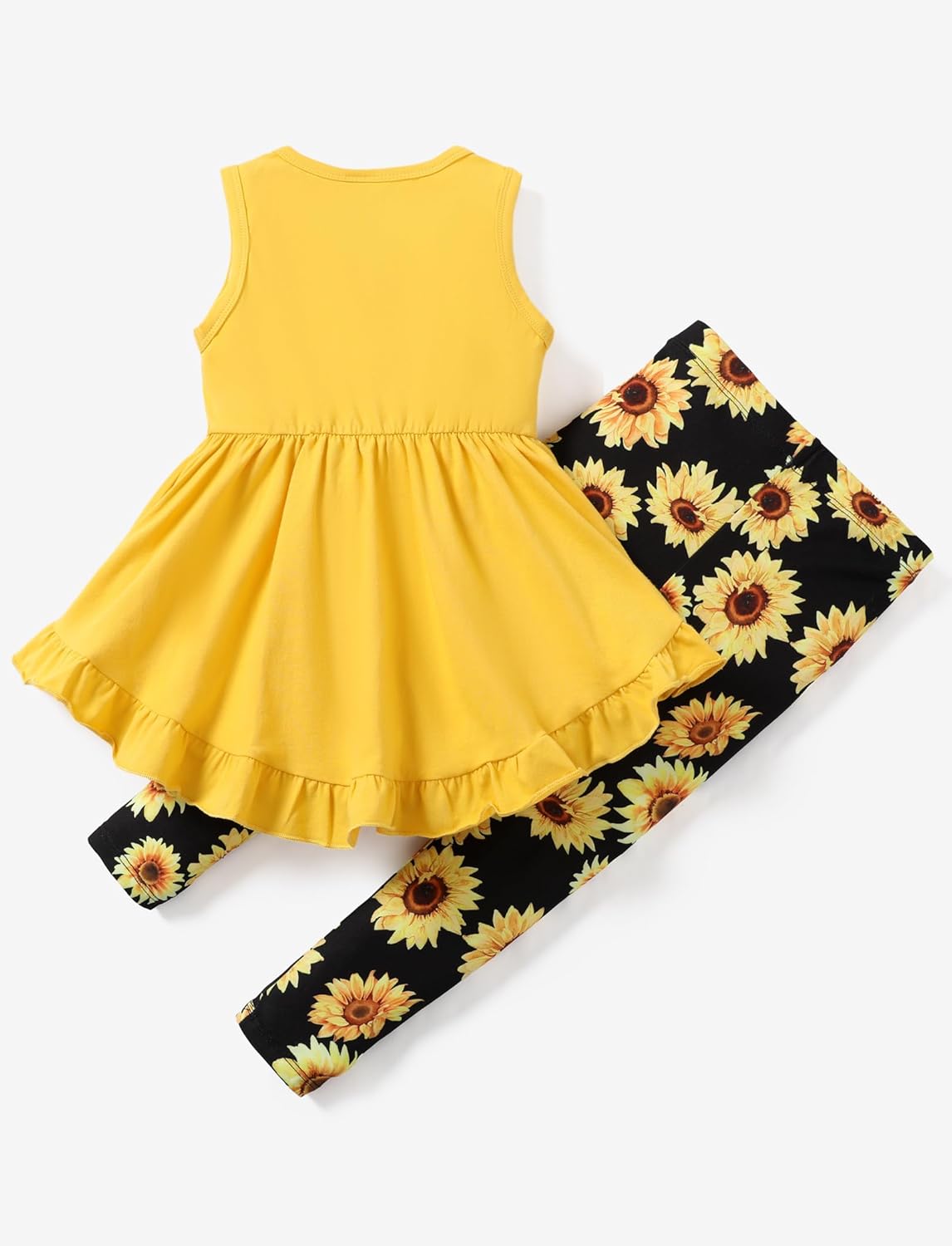 PATPAT Toddler Girl 2 Piece outfits Sleeveless Ruffle Hem and Floral Pants Leggings Set for Girls - Image 7