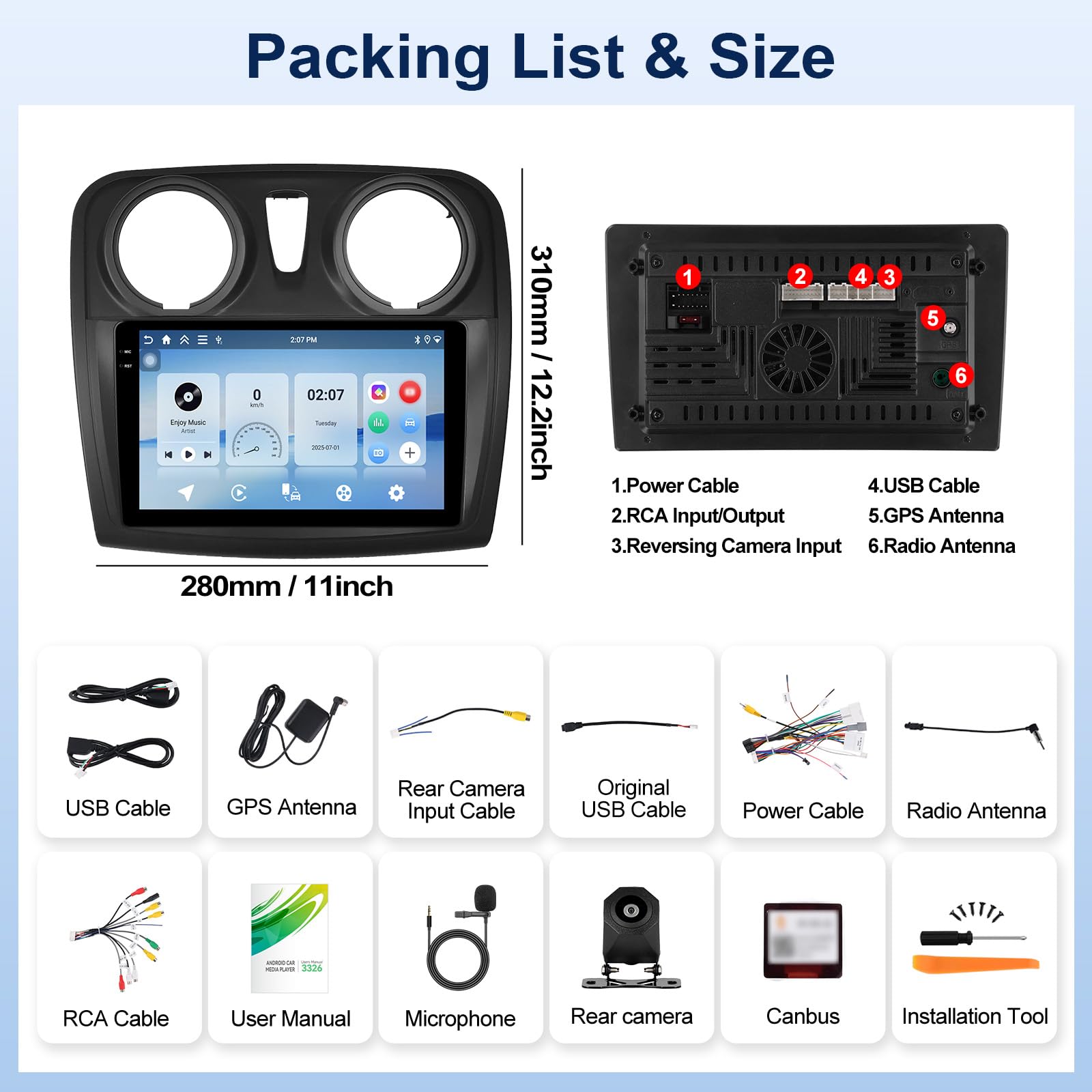 Android 15, 4G+128G GOHHDL Radio Coche Navi para Renault Dacia SANDERO II B52 2012-2019 con Carplay Android Auto, Radio para Coche de 9 Pulgadas con GPS WiFi Bluetooth FM/RDS EQ SWC Cámara&Mic